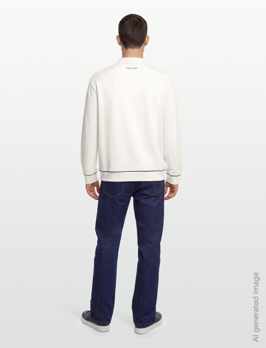 Calvin Klein Jeans - LS 350GSM TERRY PIPED POLO SWEAT - långärmade pikéer - tofu - 4