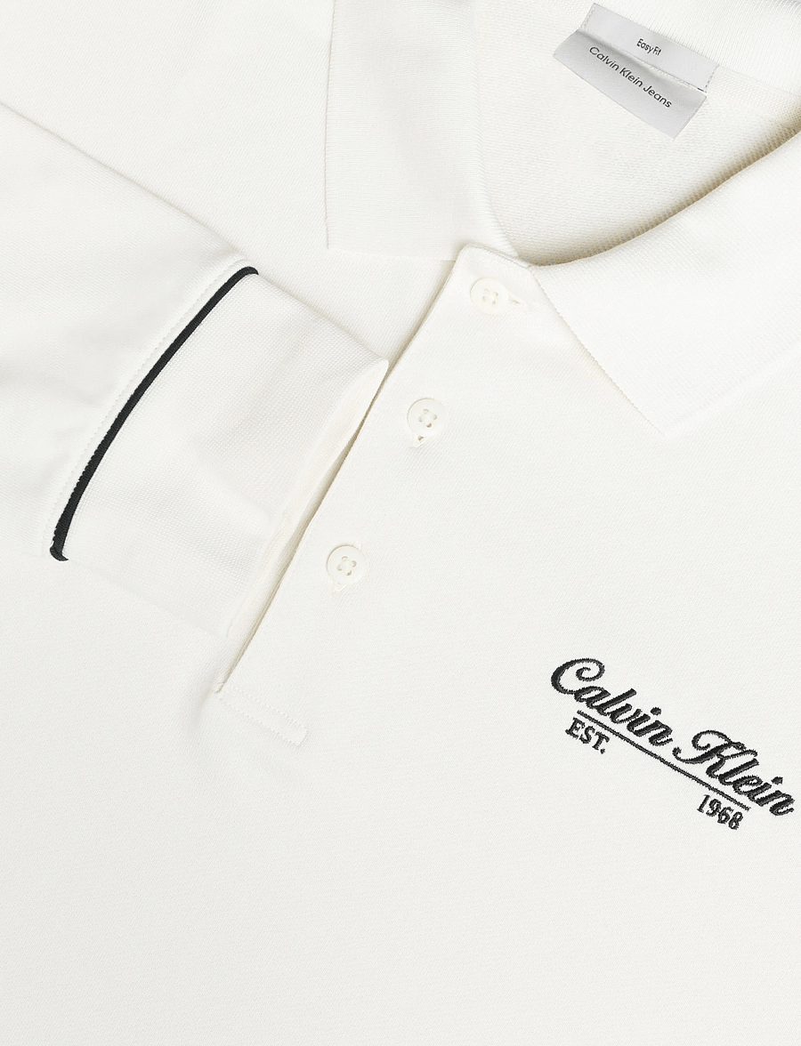 Calvin Klein Jeans - LS 350GSM TERRY PIPED POLO SWEAT - pikkade varrukatega polod - tofu - 2