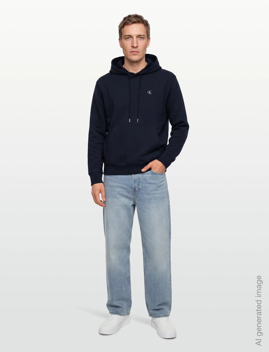 Calvin Klein Jeans - LS EZ PREMIUM TRRY MONOGRAM HDIE - bluzy z kapturem - dark sapphire - 0