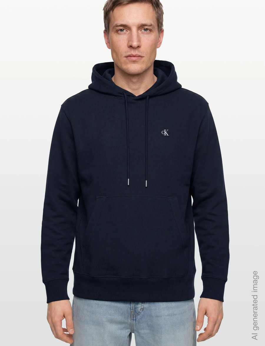 Calvin Klein Jeans - LS EZ PREMIUM TRRY MONOGRAM HDIE - bluzy z kapturem - dark sapphire - 3