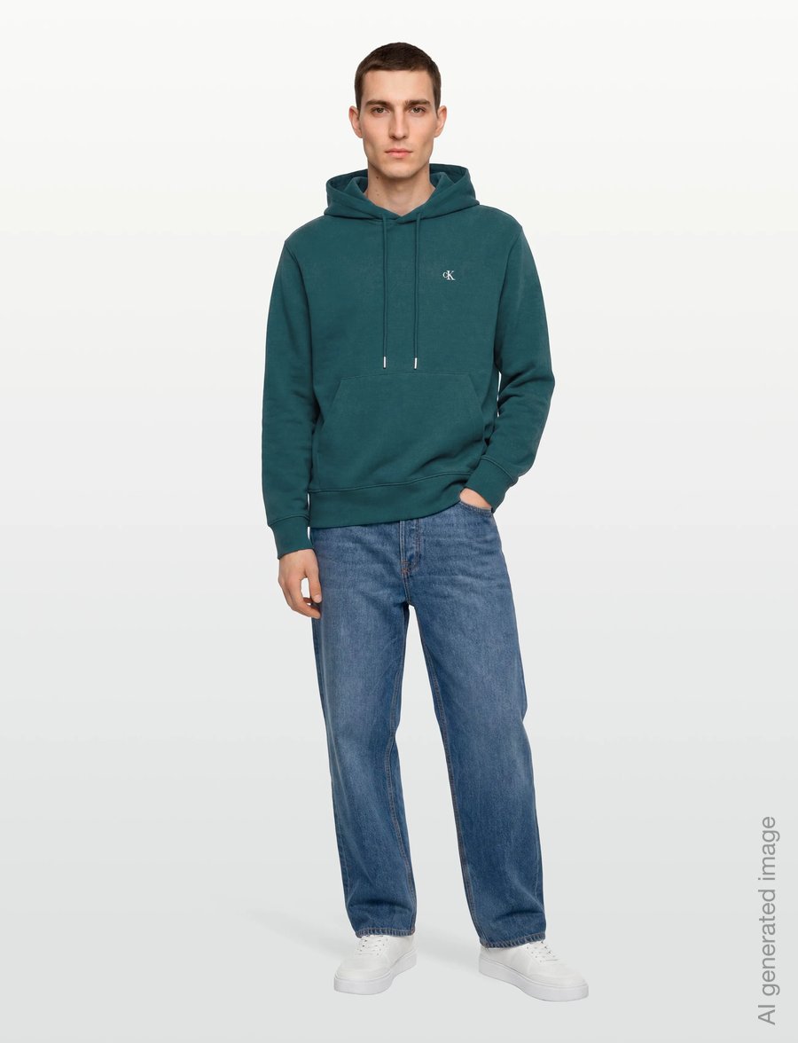 Calvin Klein Jeans - LS EZ PREMIUM TRRY MONOGRAM HDIE - kapuzenpullover - tahoe green - 0