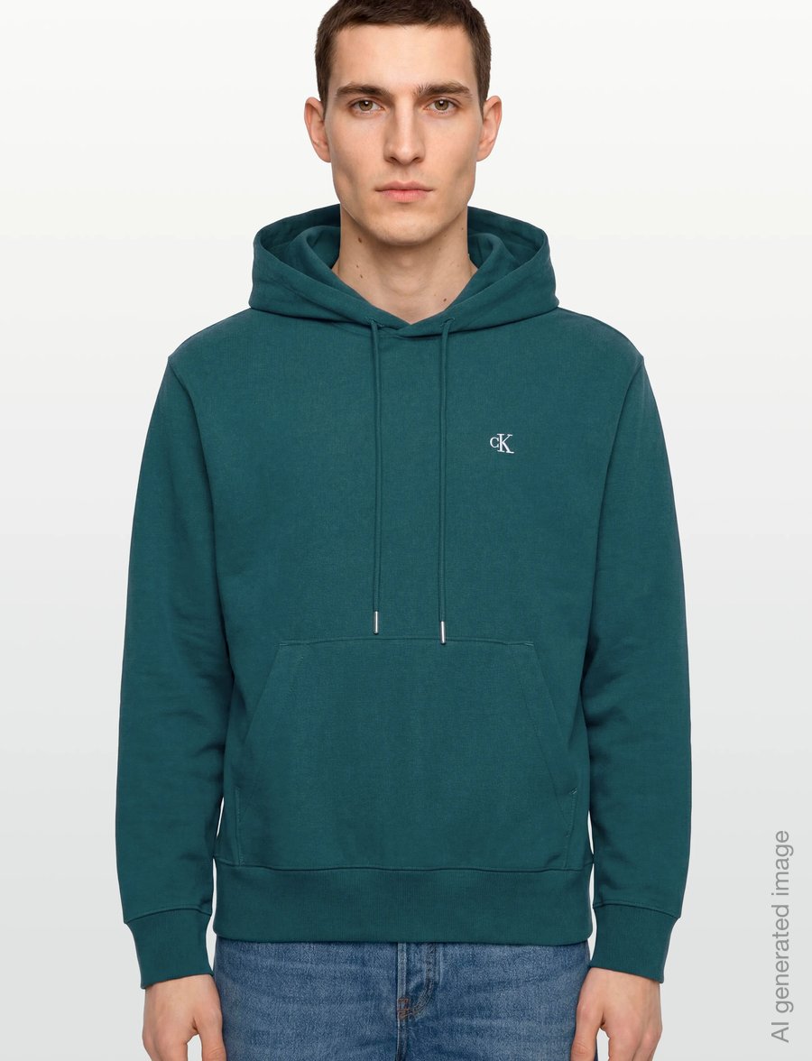 Calvin Klein Jeans - LS EZ PREMIUM TRRY MONOGRAM HDIE - kapuzenpullover - tahoe green - 3