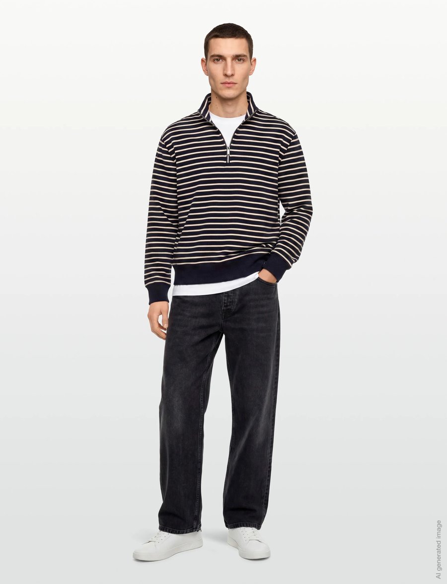 Calvin Klein Jeans - LS EZ STRIP PREMTERY QTR ZIP - shop efter stil - dark sapphire - 0