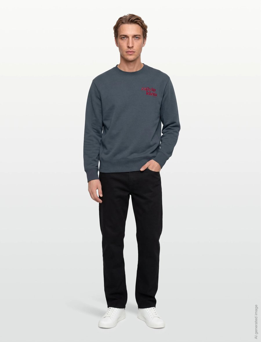 Calvin Klein Jeans - LS PREMIUM TERRY GRPH CREWNECK - nach stil kaufen - dark slate - 0
