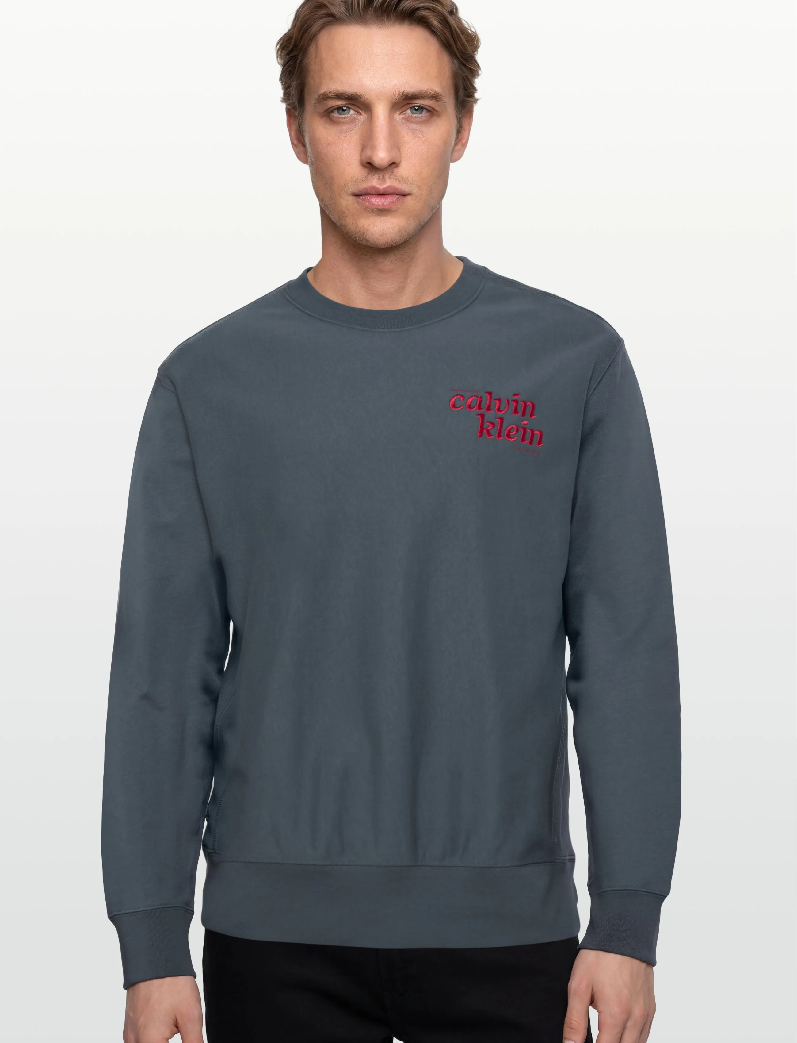 Calvin Klein Jeans - LS PREMIUM TERRY GRPH CREWNECK - nach stil kaufen - dark slate - 3