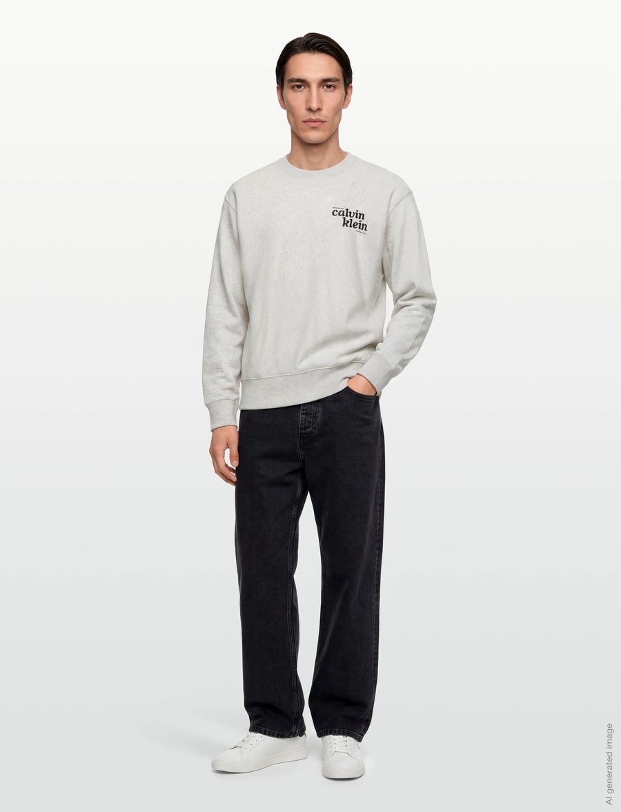 Calvin Klein Jeans - LS PREMIUM TERRY GRPH CREWNECK - nach stil kaufen - snowy heather - 0