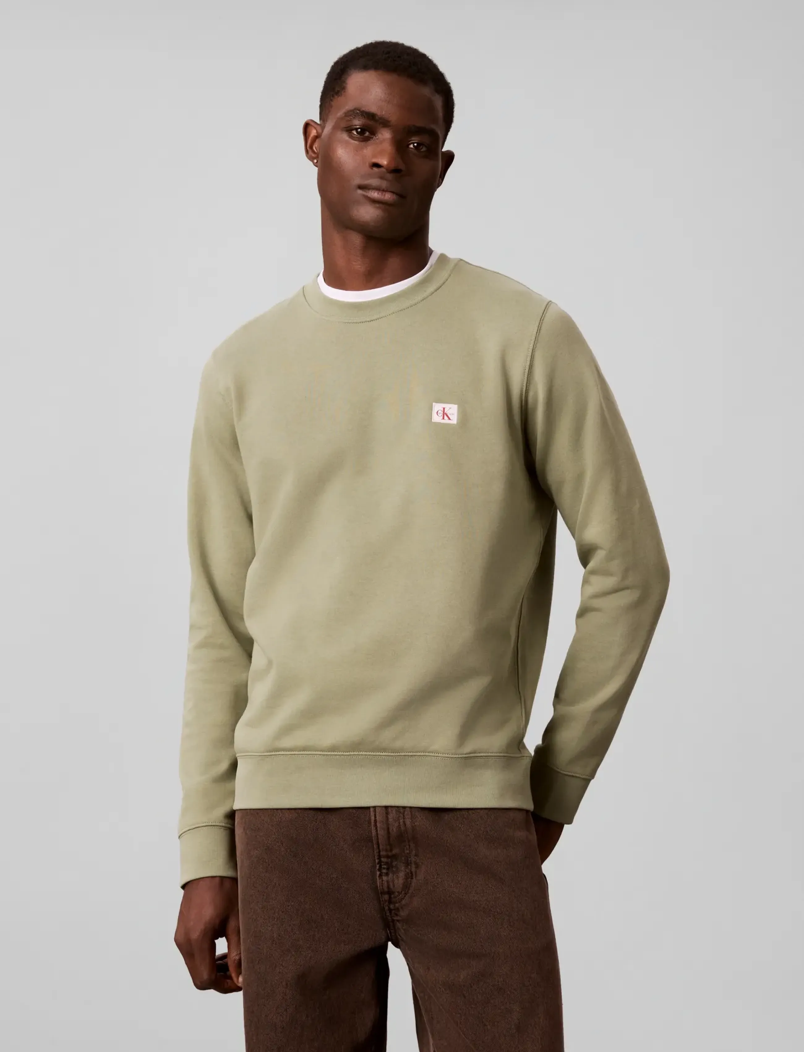 Calvin Klein Jeans - CL LS 350TRRY WVN LBL CN SWTSHRT - premium-styles - oil green - 3