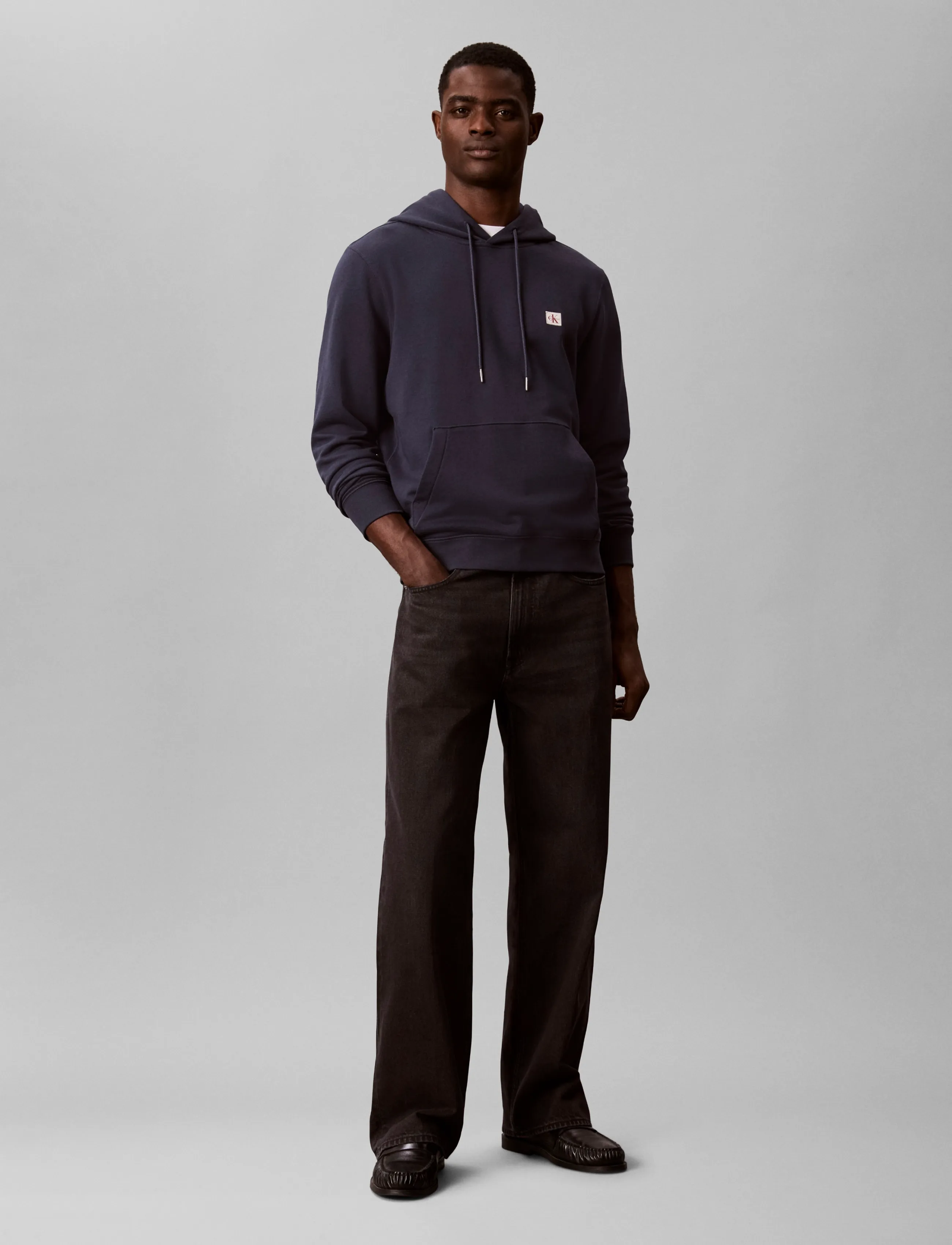 Calvin Klein Jeans CL LS 350TERRY WVN LBL HOODIE - Hoodies - BLUE NIGHTS / navy
