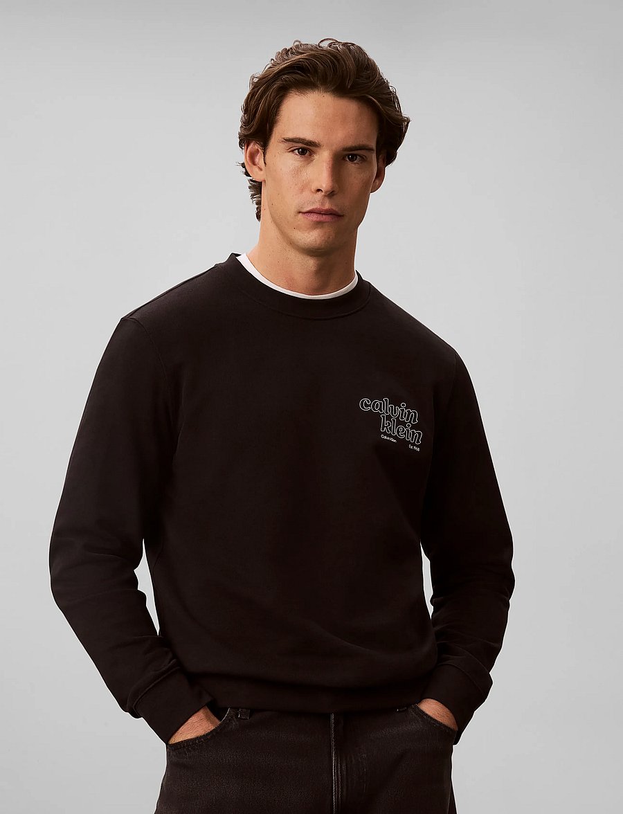 Calvin Klein Jeans - LS CL 350TERRY SZNL CALVIN CREW - sweatshirts - black - 0