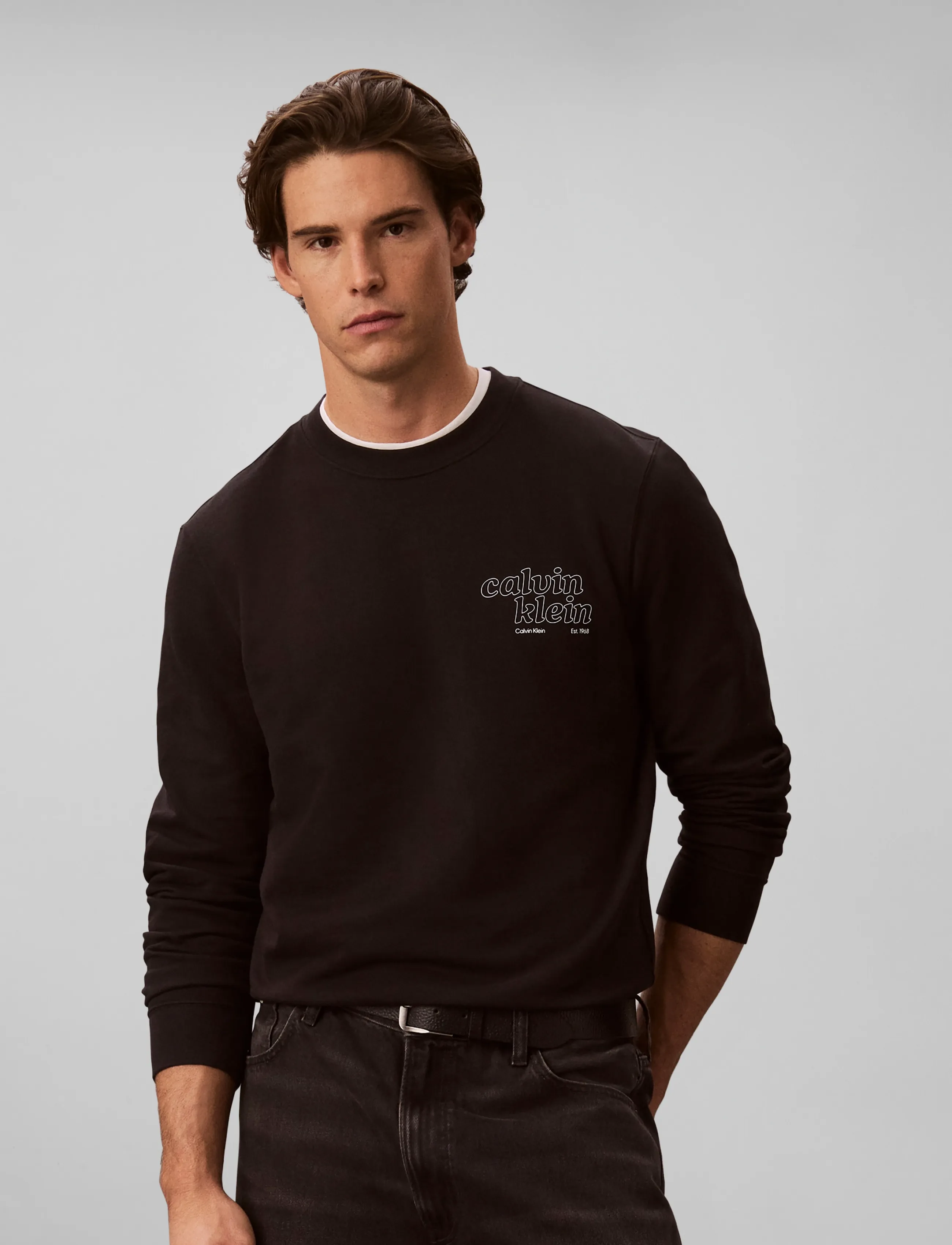 Calvin Klein Jeans - LS CL 350TERRY SZNL CALVIN CREW - black - 4