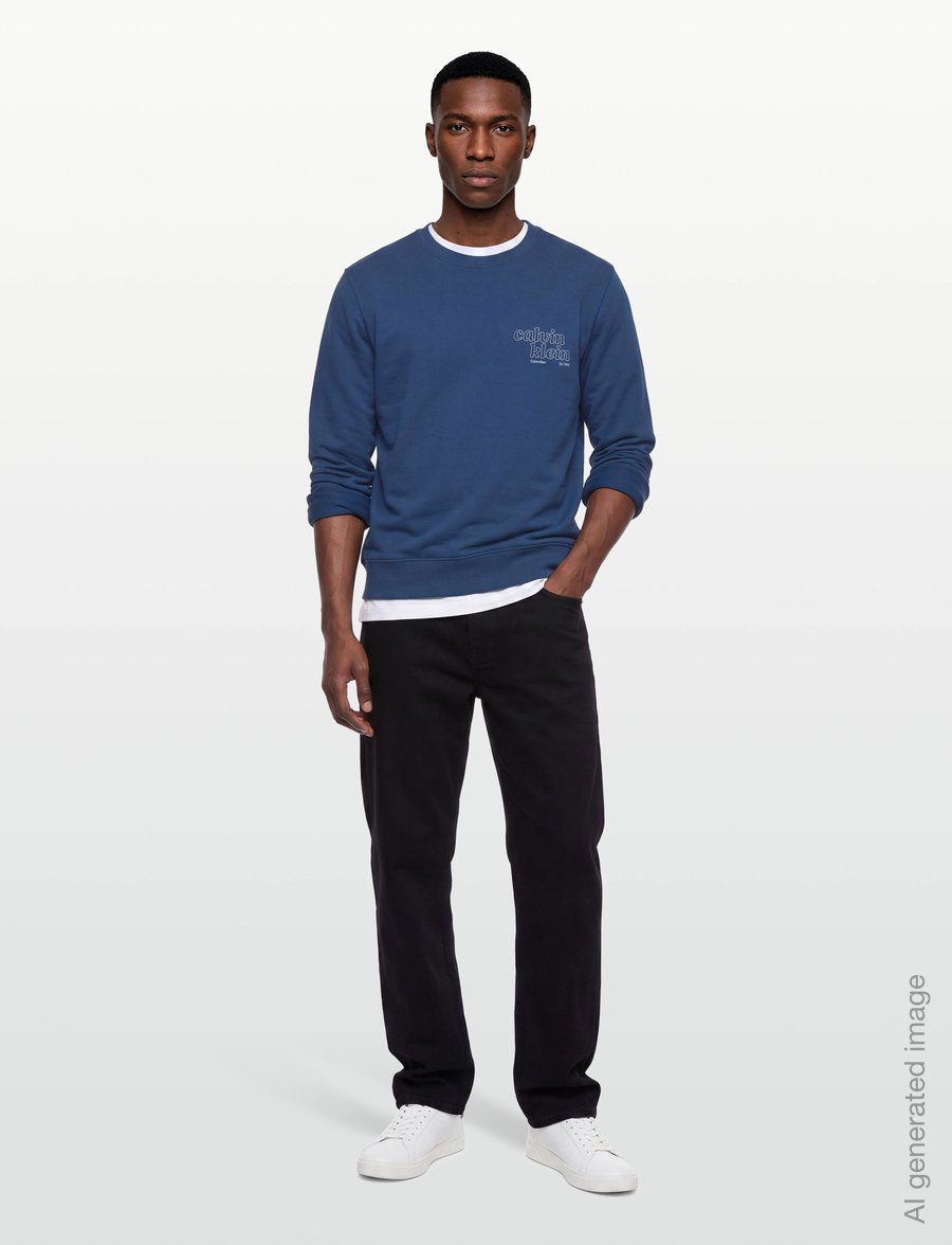 Calvin Klein Jeans - LS CL 350TERRY SZNL CALVIN CREW - sweatshirts - dark denim - 0