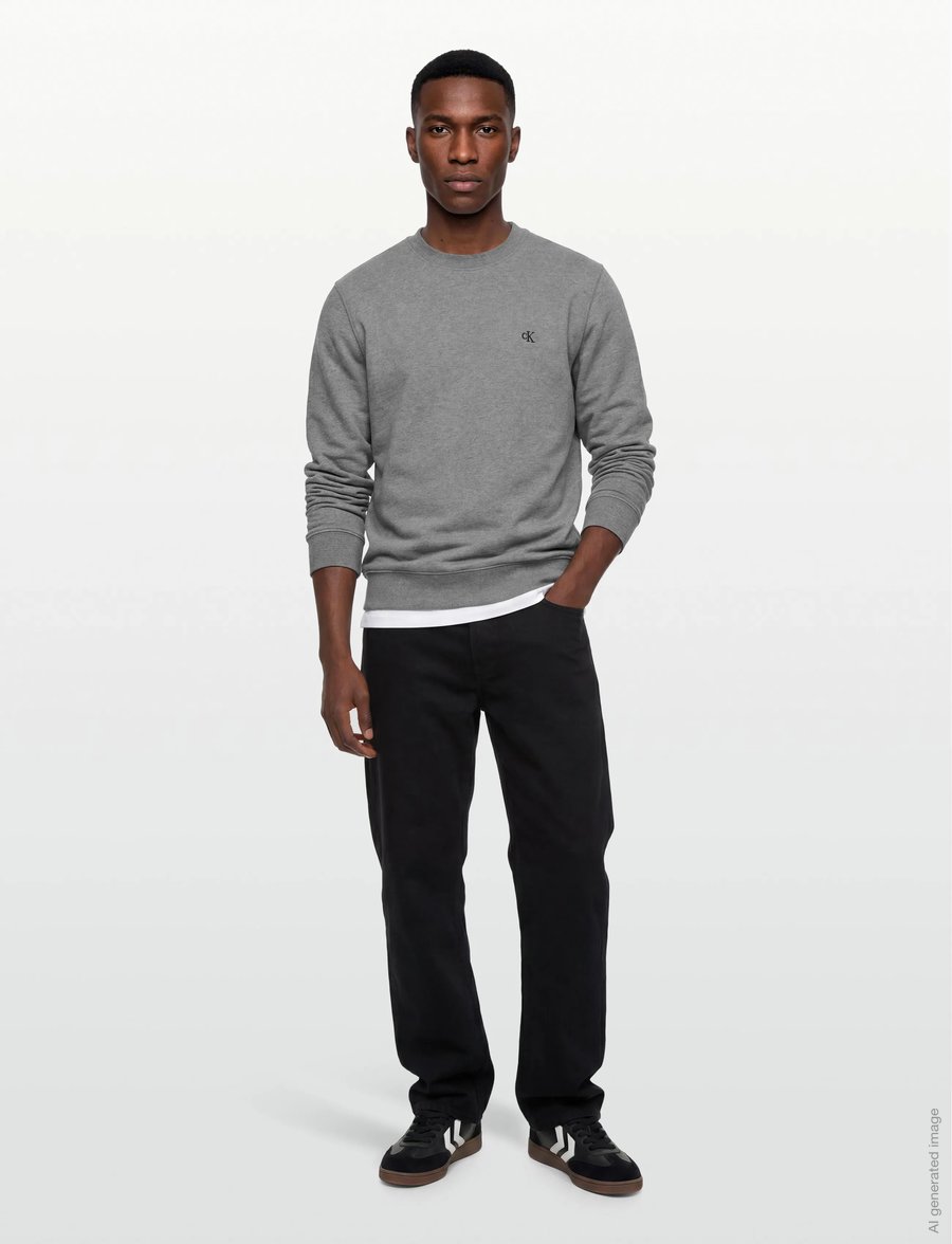 Calvin Klein Jeans - LS CL 350TERRY MONGRM CN SWTSHRT - shop efter stil - med grey htr - 0