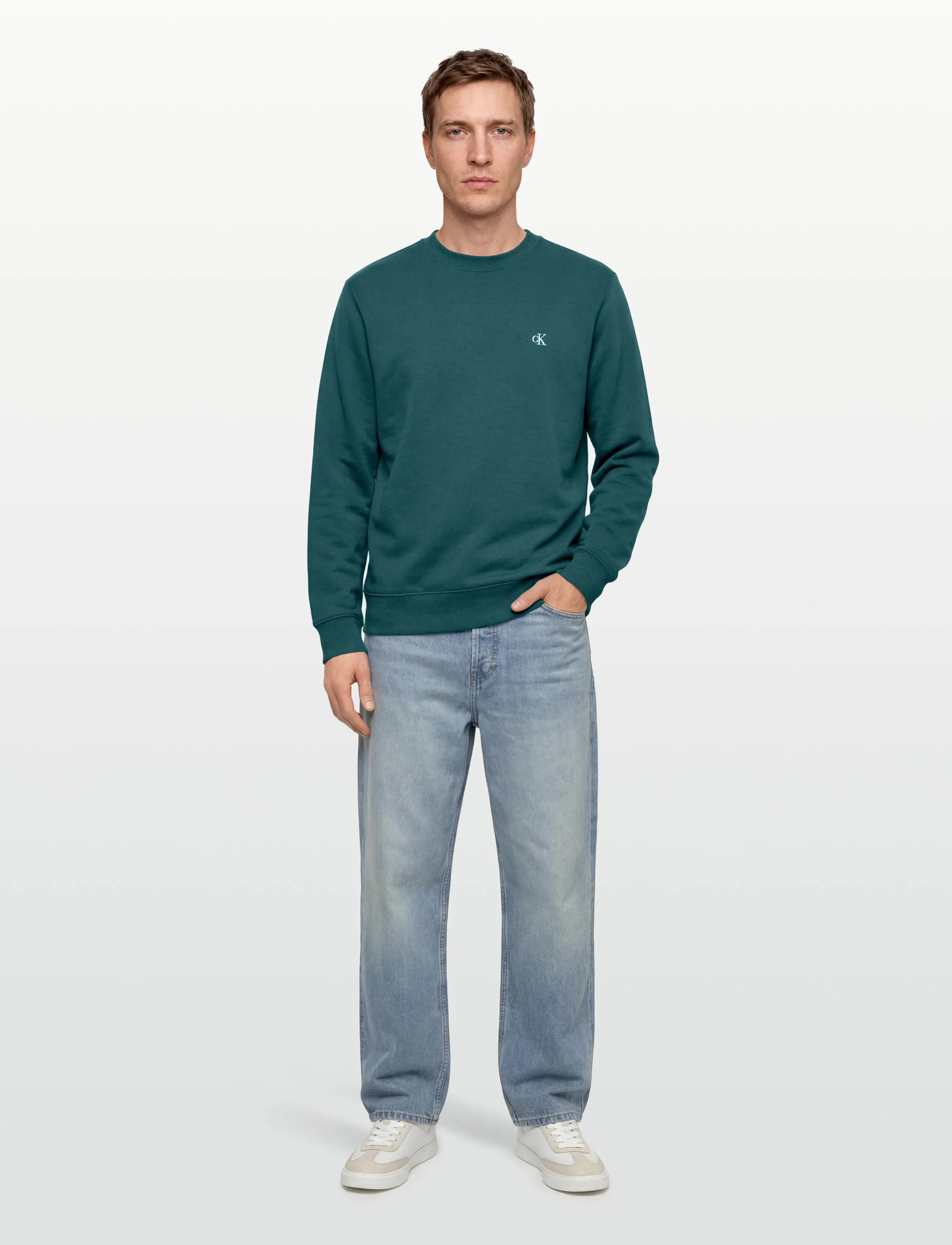 Calvin Klein Jeans LS CL 350TERRY MONGRM CN SWTSHRT - Kläder - TAHOE GREEN / green