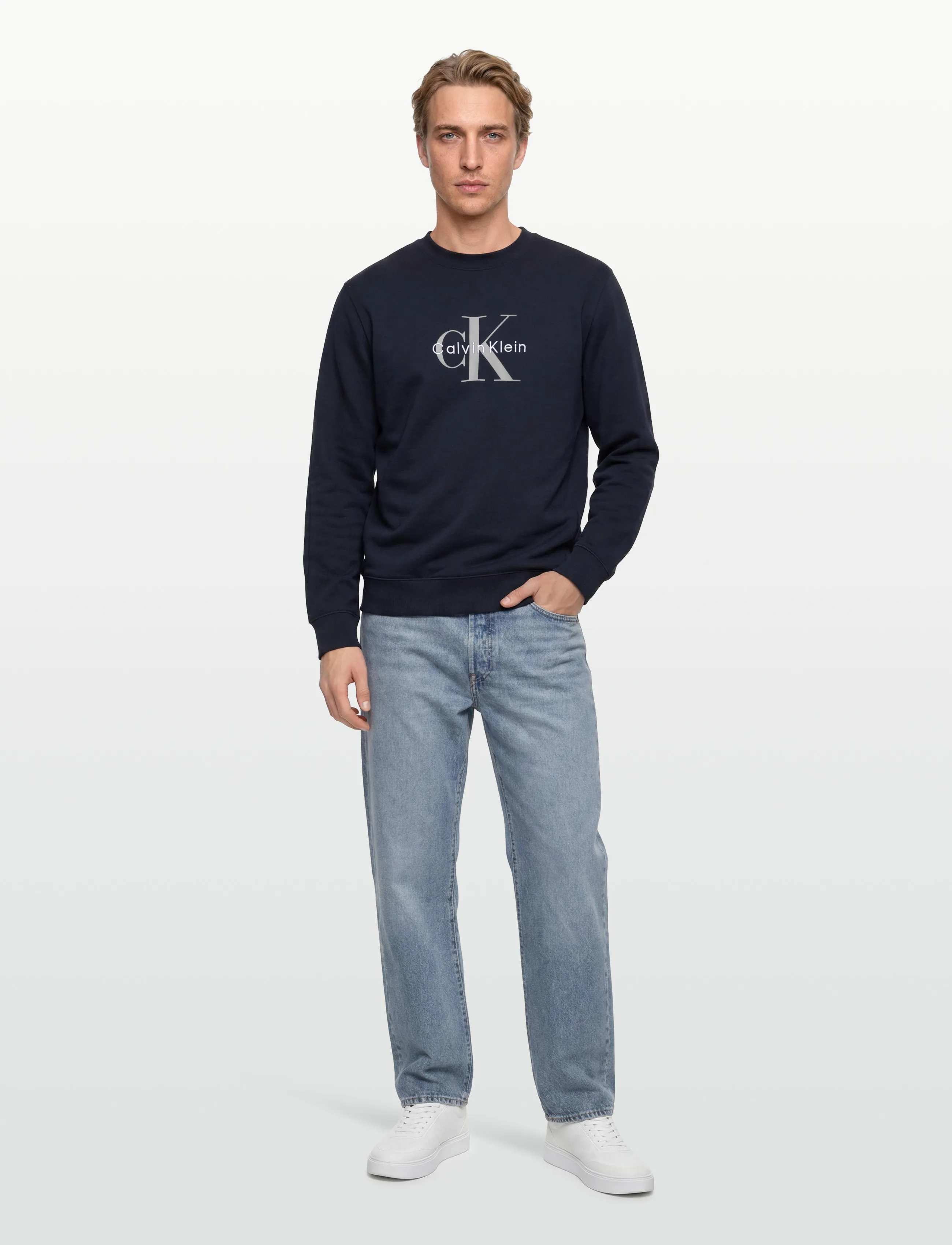Calvin Klein Jeans CL LS 350TERRY MNLG CN SWTSHRT - Clothing - DARK SAPPHIRE / navy