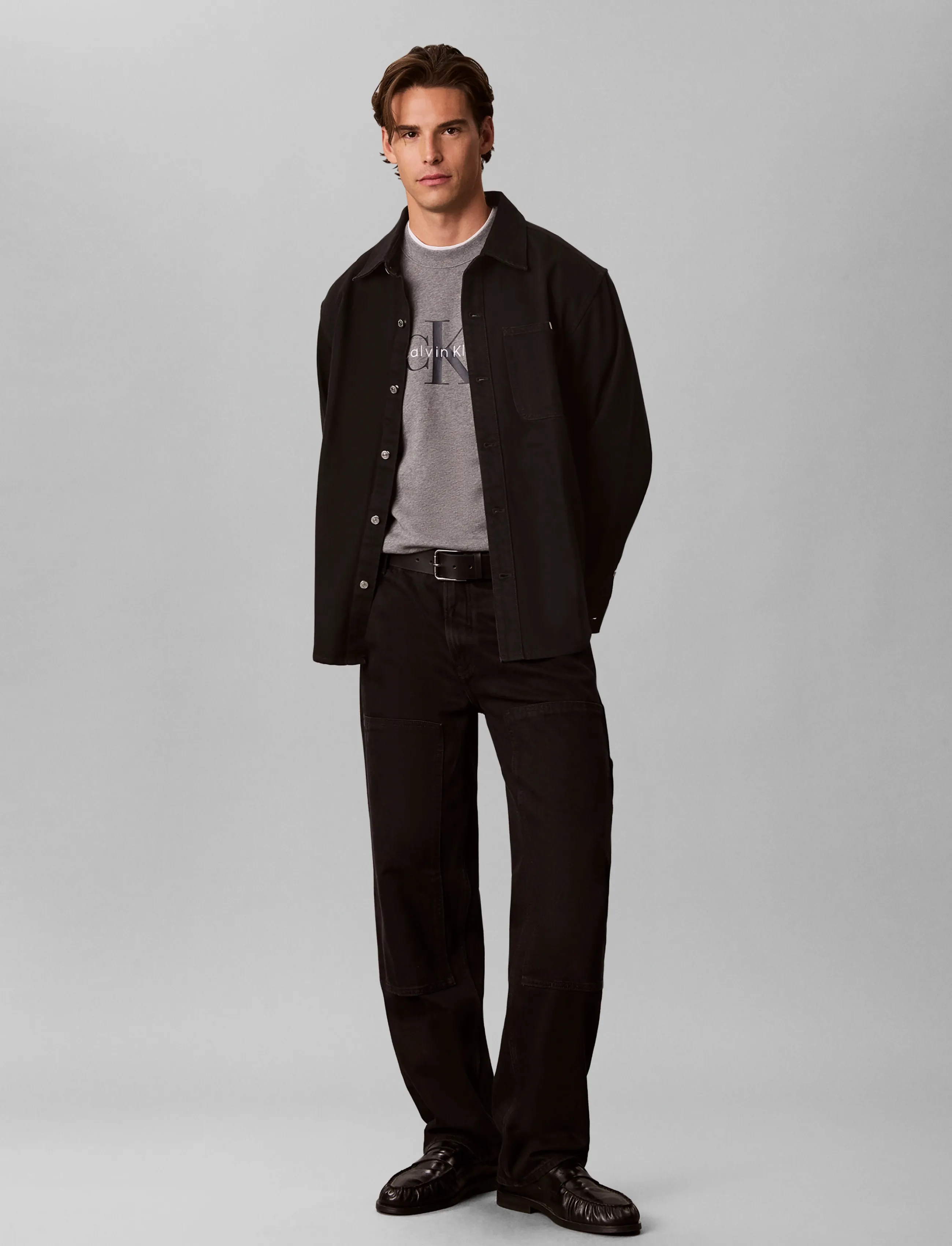 Calvin Klein Jeans CL LS 350TERRY MNLG CN SWTSHRT - Sweatshirts & Hoodies - MED GREY HTR / grey