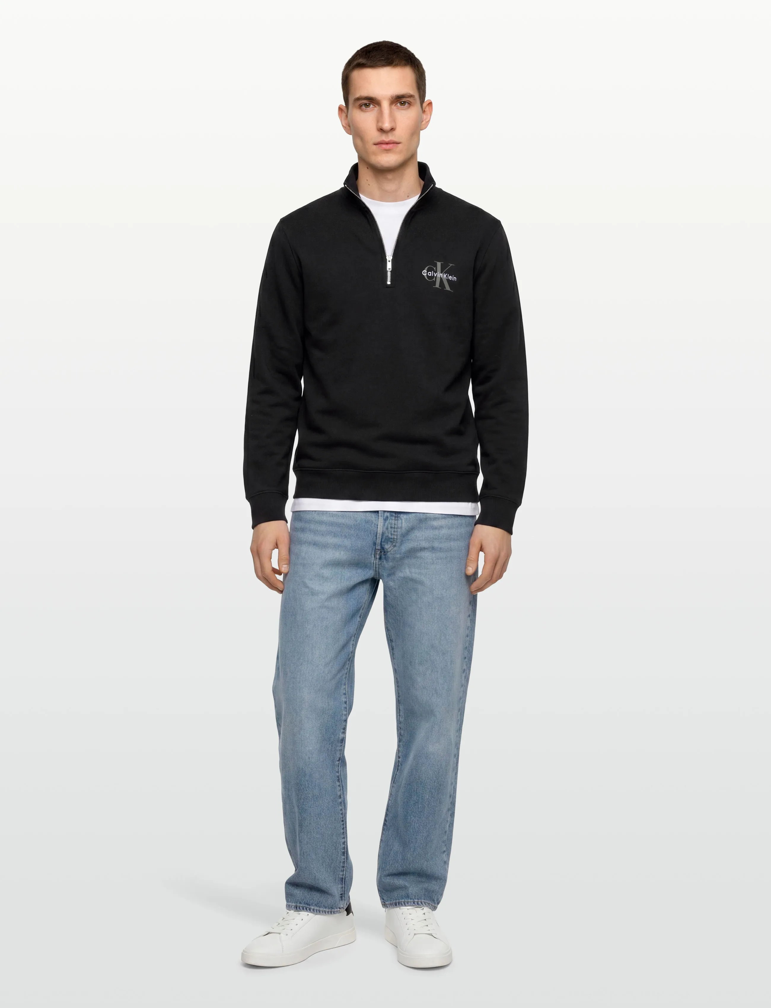 Calvin Klein Jeans CL LS 350TERRY MCRO MNLG QTR ZIP - Streetwear - BLACK / black