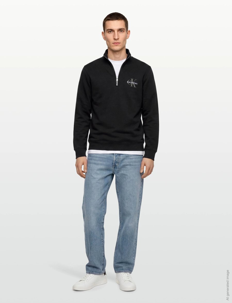 Calvin Klein Jeans - CL LS 350TERRY MCRO MNLG QTR ZIP - truien - black - 0
