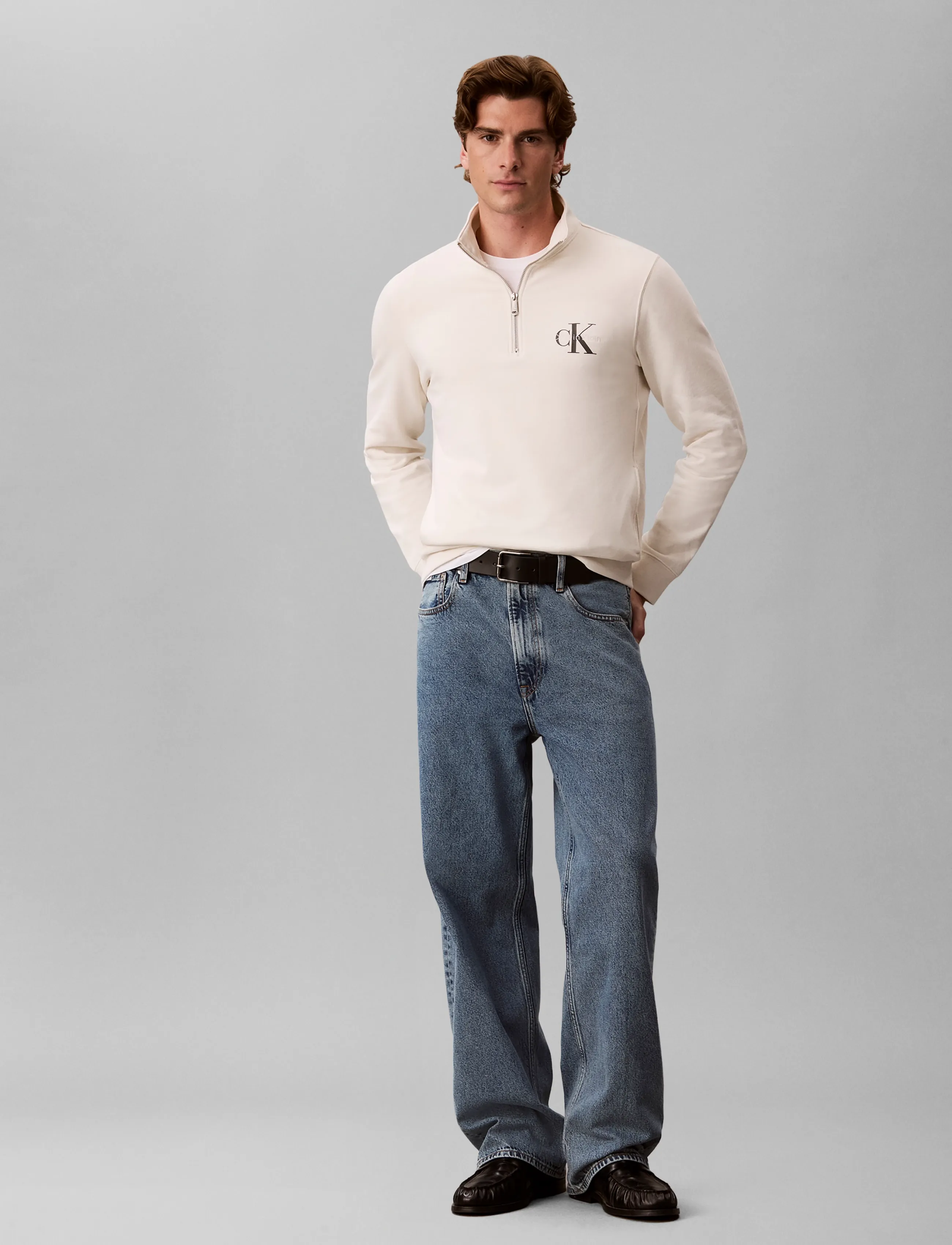 Calvin Klein Jeans CL LS 350TERRY MCRO MNLG QTR ZIP - Sweatshirts - TOFU / cream