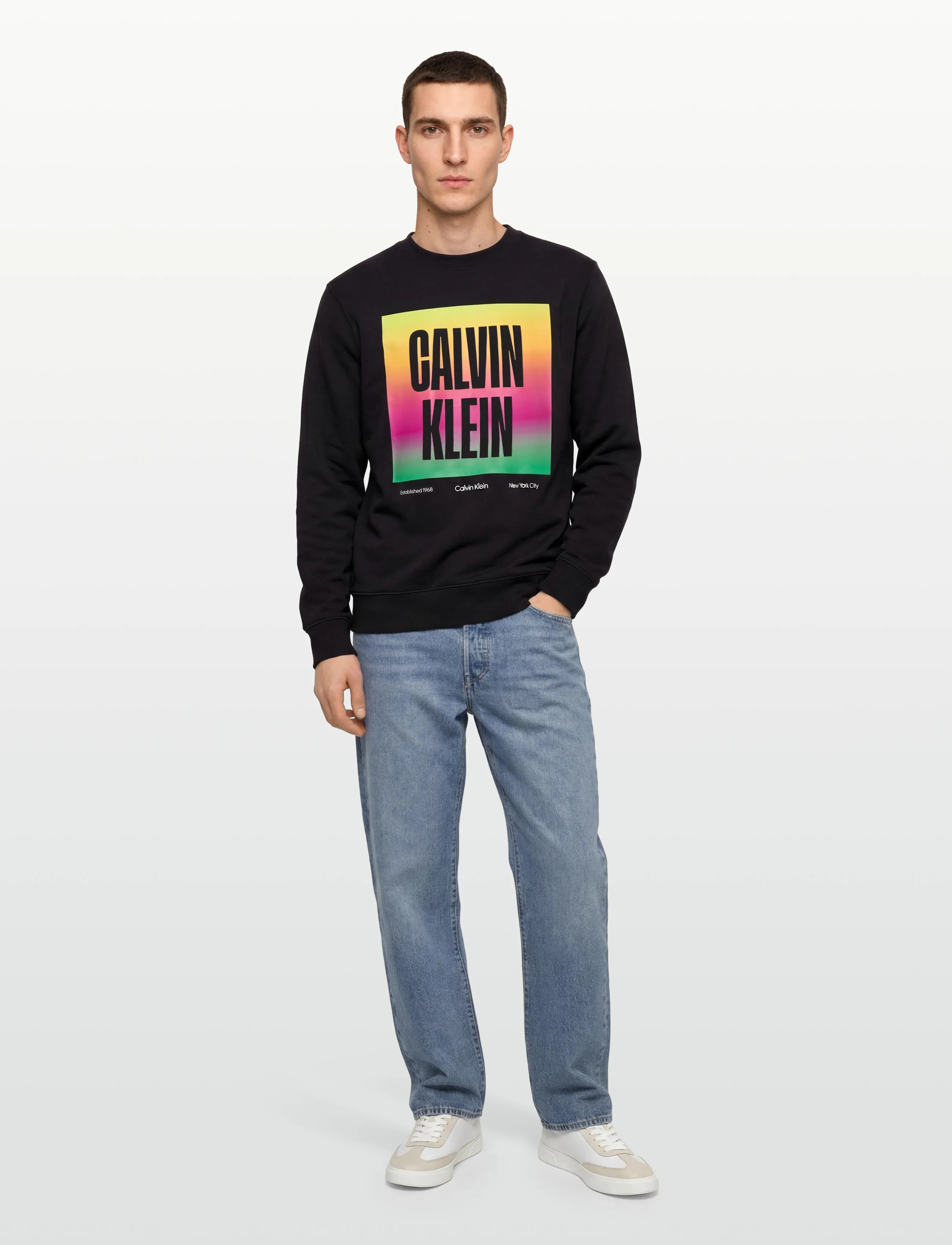 Calvin Klein Jeans Ls 350Tery Calvn Prde Cn Swtshrt, Sweatshirt, Sort, Str: XL