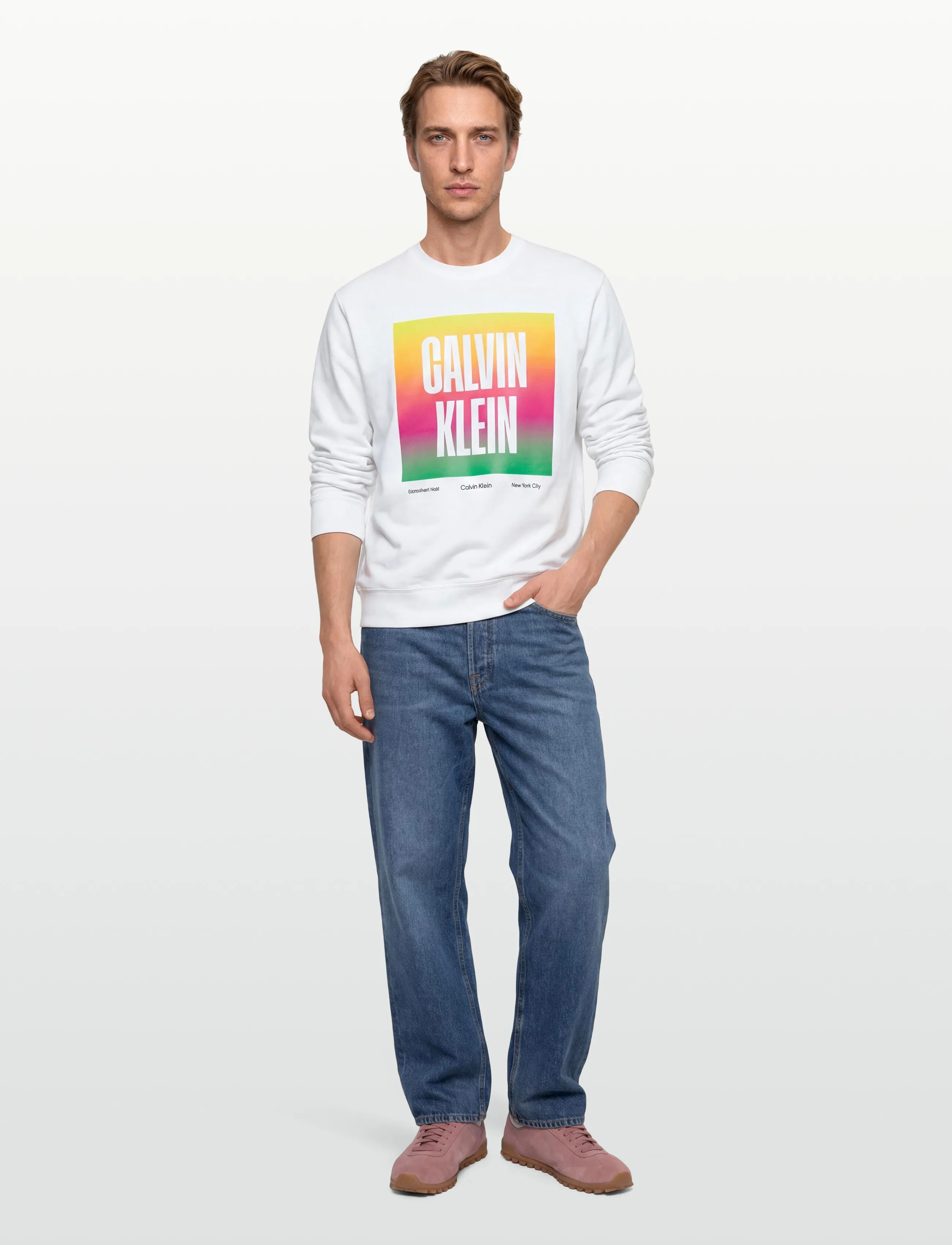 Calvin Klein Jeans Ls 350Tery Calvn Prde Cn Swtshrt, Sweatshirt, Hvid, Str: XXL