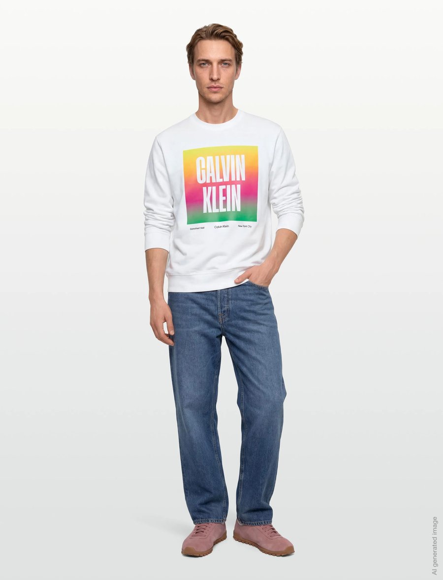 Calvin Klein Jeans - LS 350TERY CALVN PRDE CN SWTSHRT - shop efter stil - bright white - 0