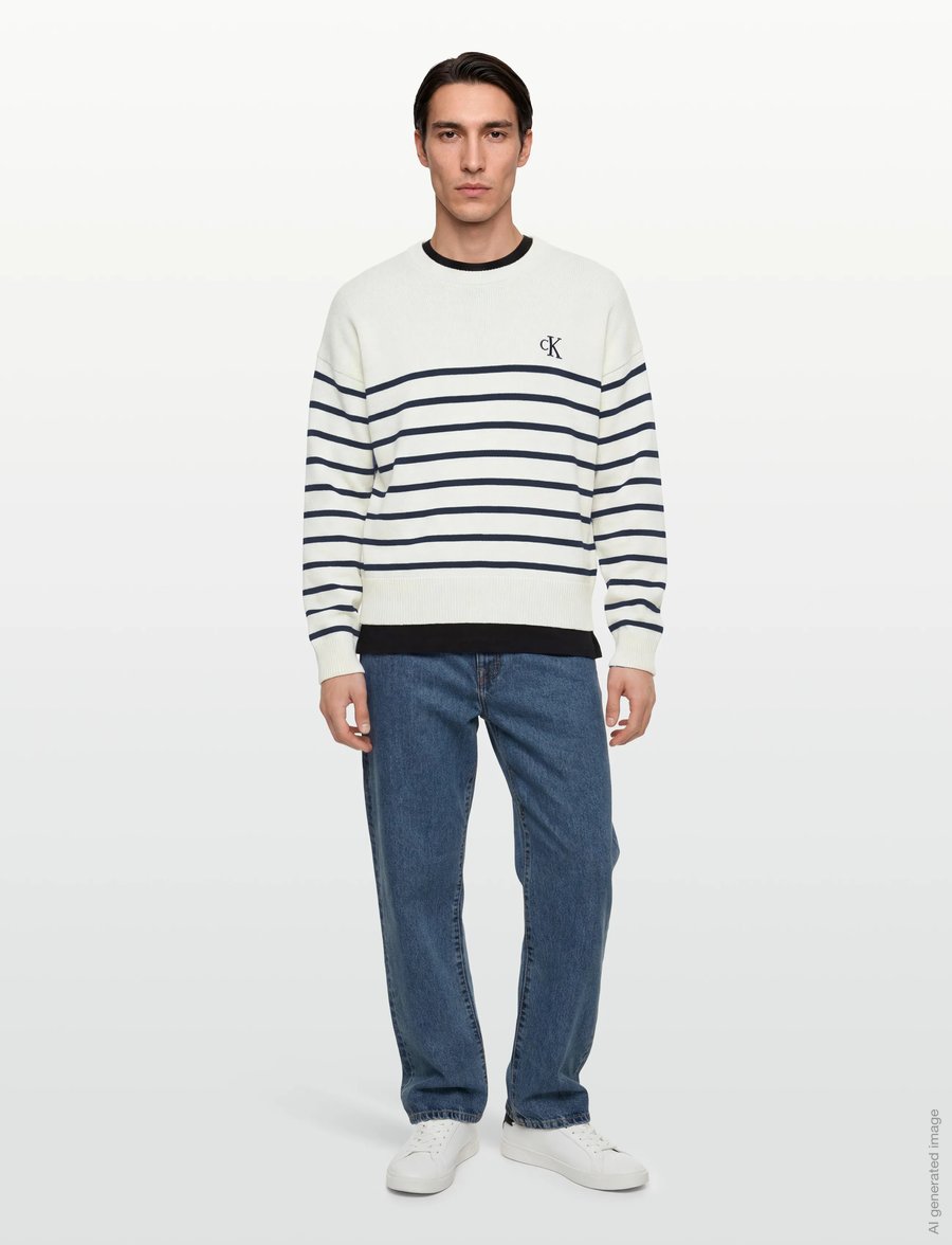 Calvin Klein Jeans - LS RLXD COTTON CREWNK SWTR 7GG - rund hals - tofu - 0
