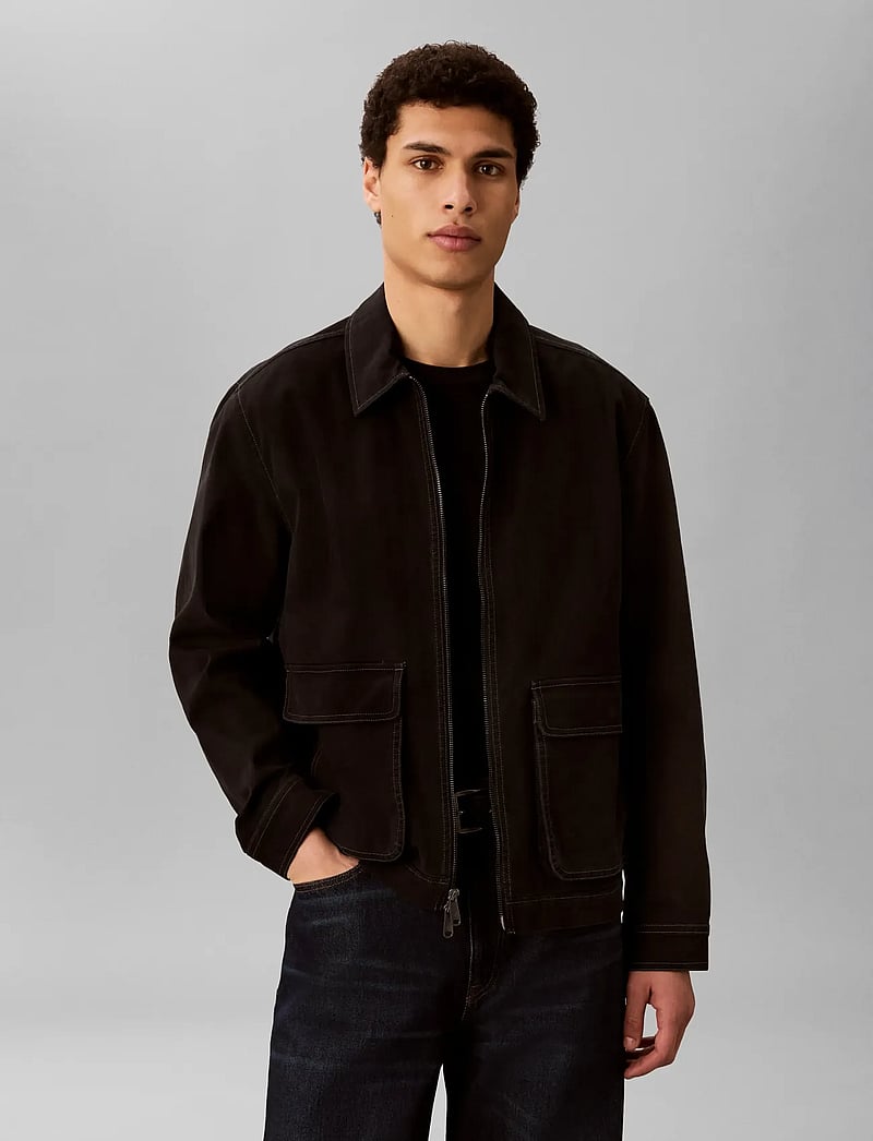Calvin Klein Jeans - LS MATTY CANVAS CONTRAST COLLAR - spring jackets - black - 0
