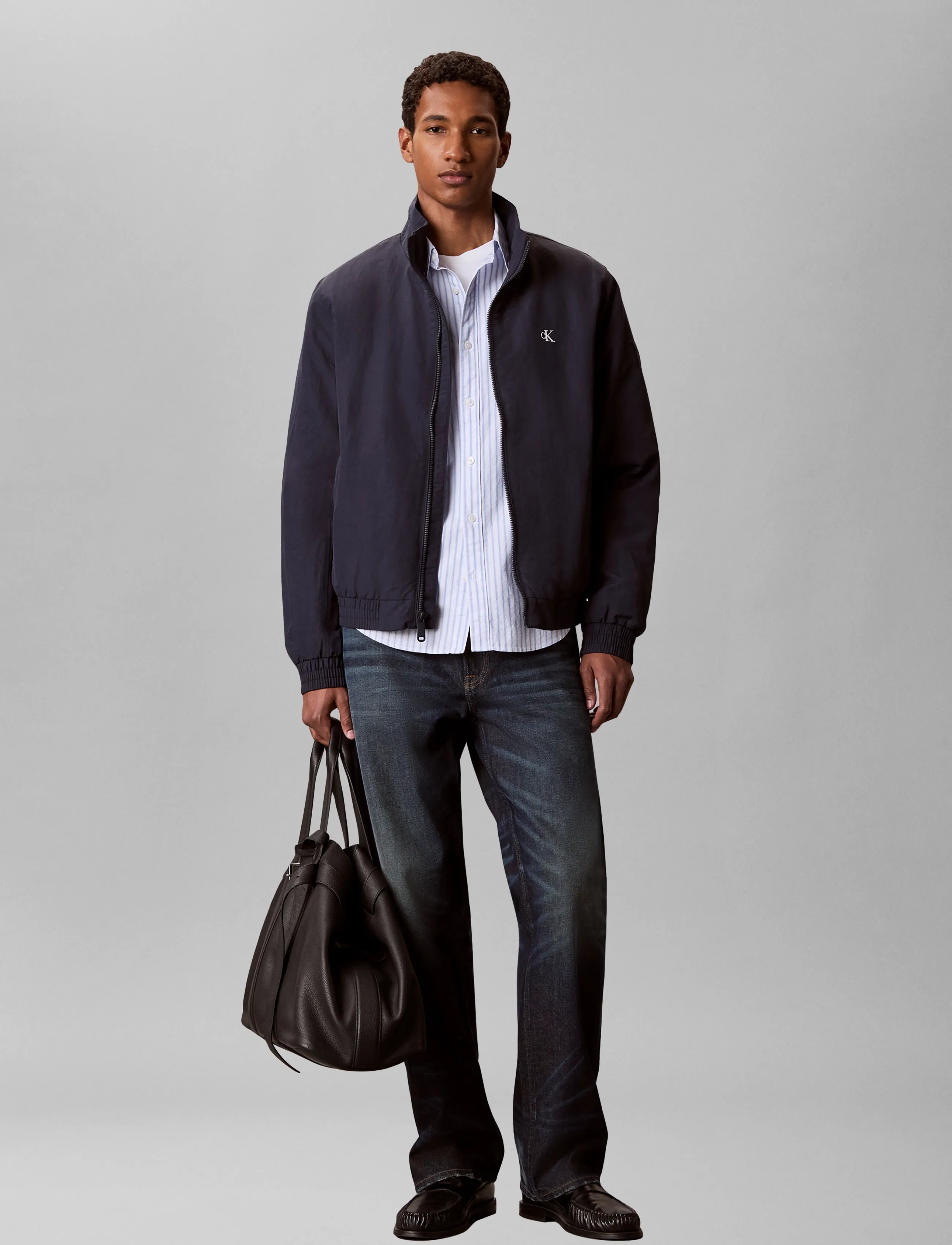 Calvin Klein Jeans Ls Padded Nylon Harrington Jacke, L, Jackets, Marineblau - Männerswear
