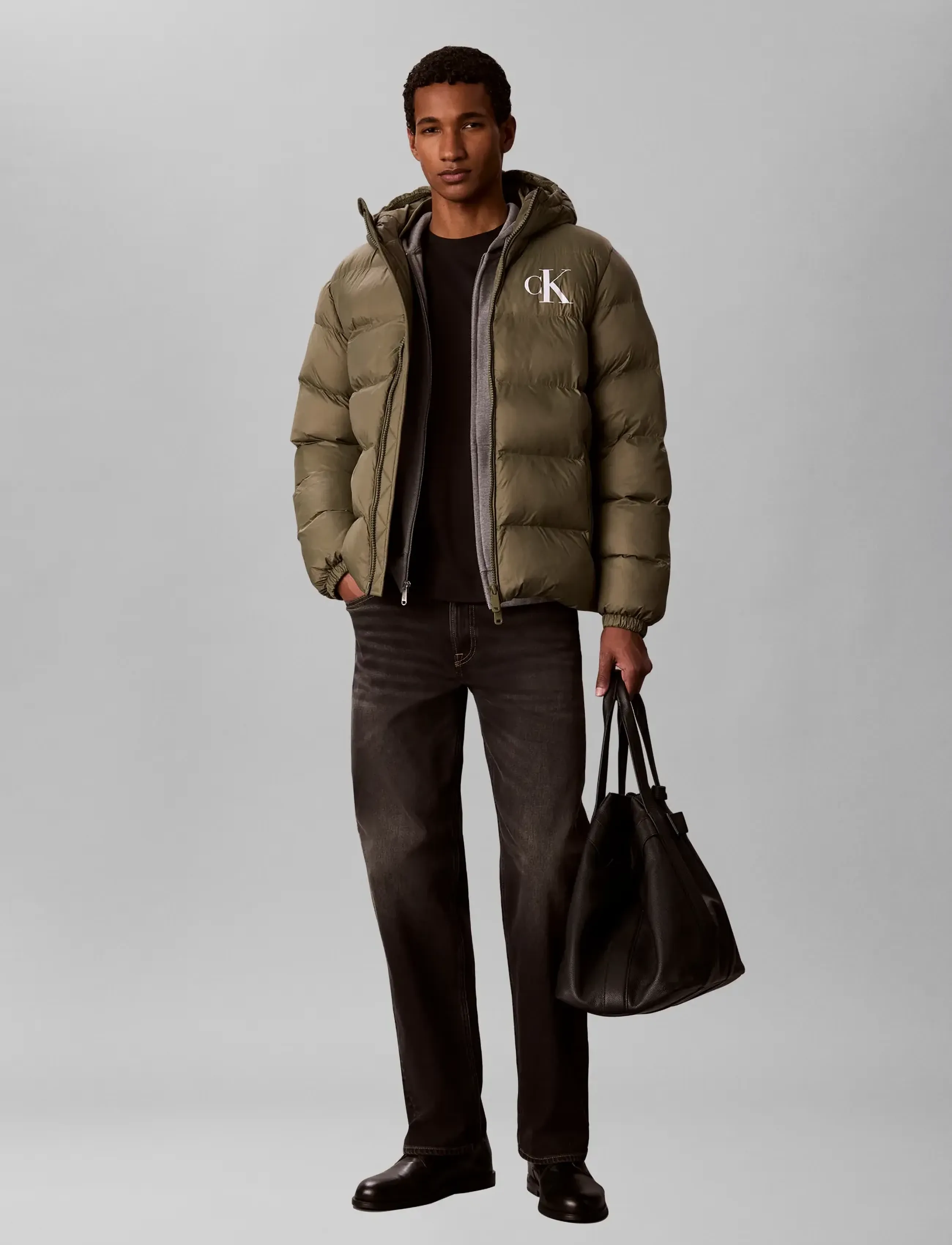 Calvin Klein Jeans - LS LTWT NYLN PADED HOD PUFR JKT - dusty olive - 0