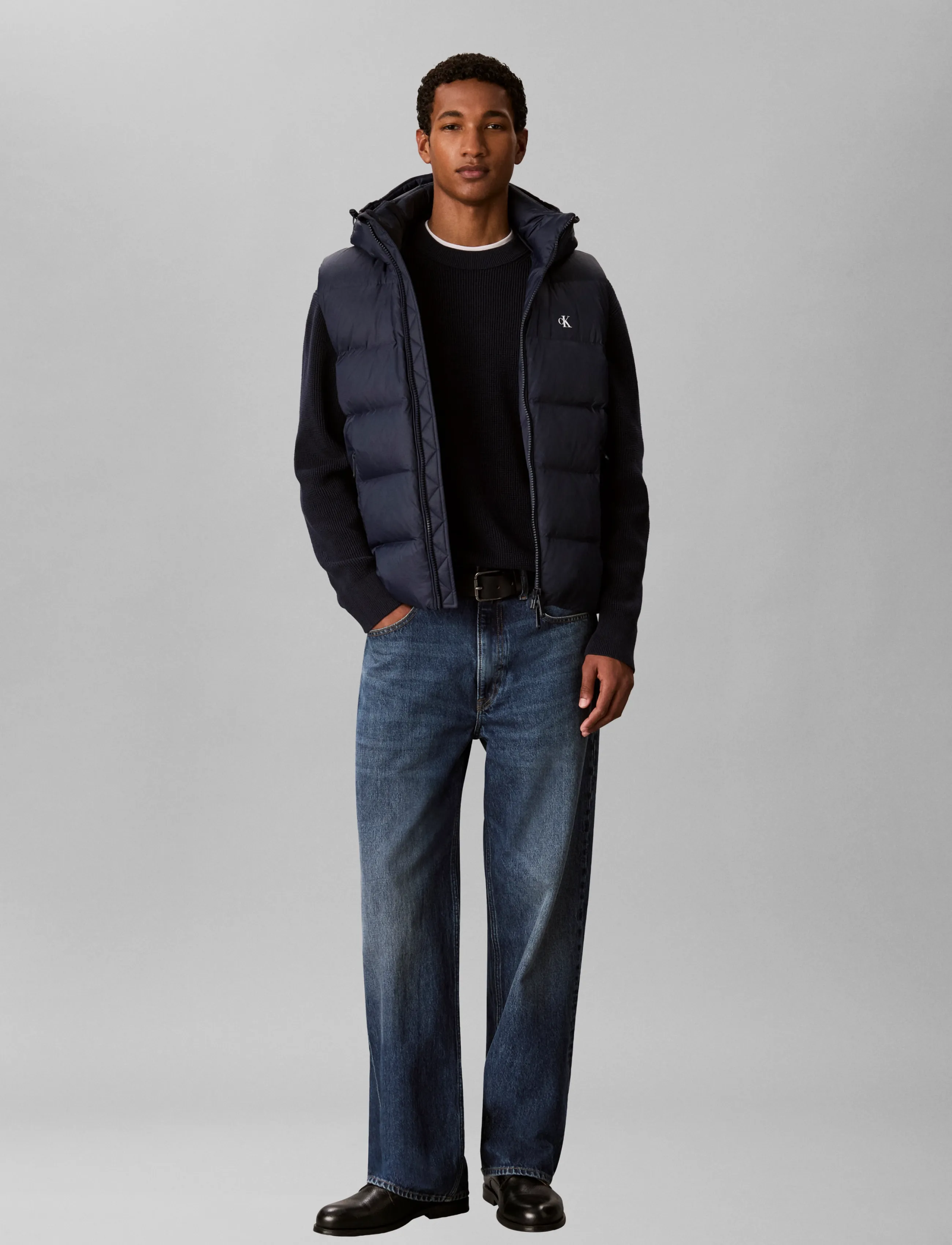 Calvin Klein Jeans SLS NYLN ZP OFF HOD DWN PUFR VST - Jacken & Mäntel - DARK SAPPHIRE / navy