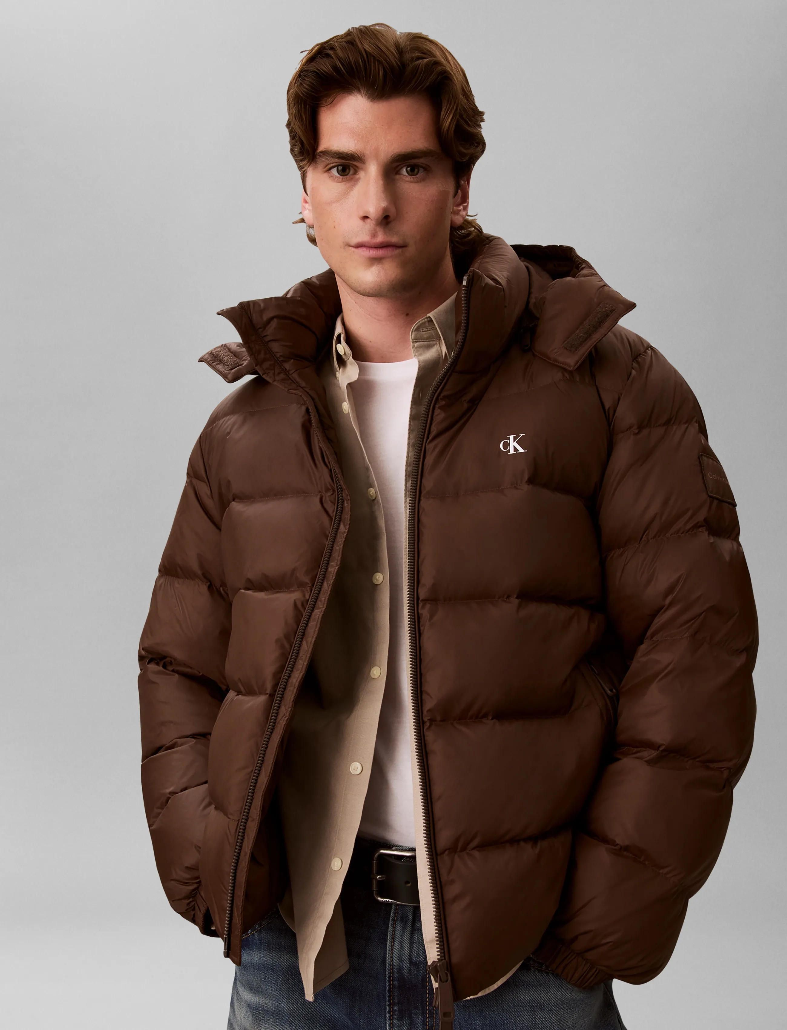 Calvin Klein Jeans - LS NYLN ZP OFF HOD DOWN PUFR JKT - dunjackor - brown cork - 3