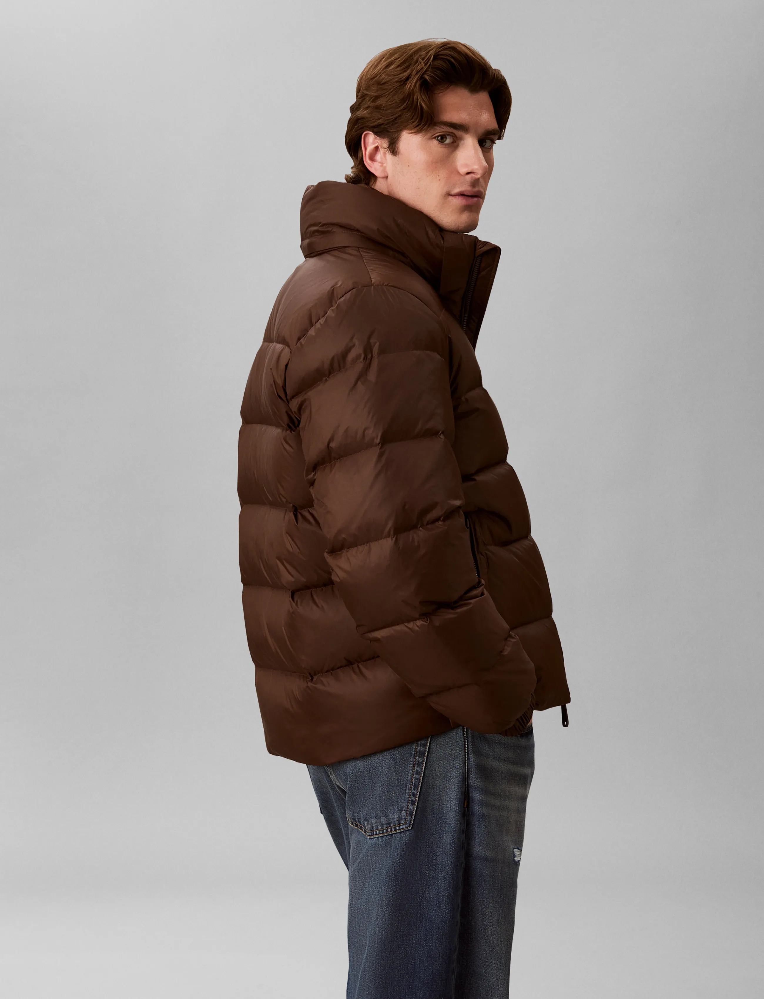 Calvin Klein Jeans - LS NYLN ZP OFF HOD DOWN PUFR JKT - dunjackor - brown cork - 5