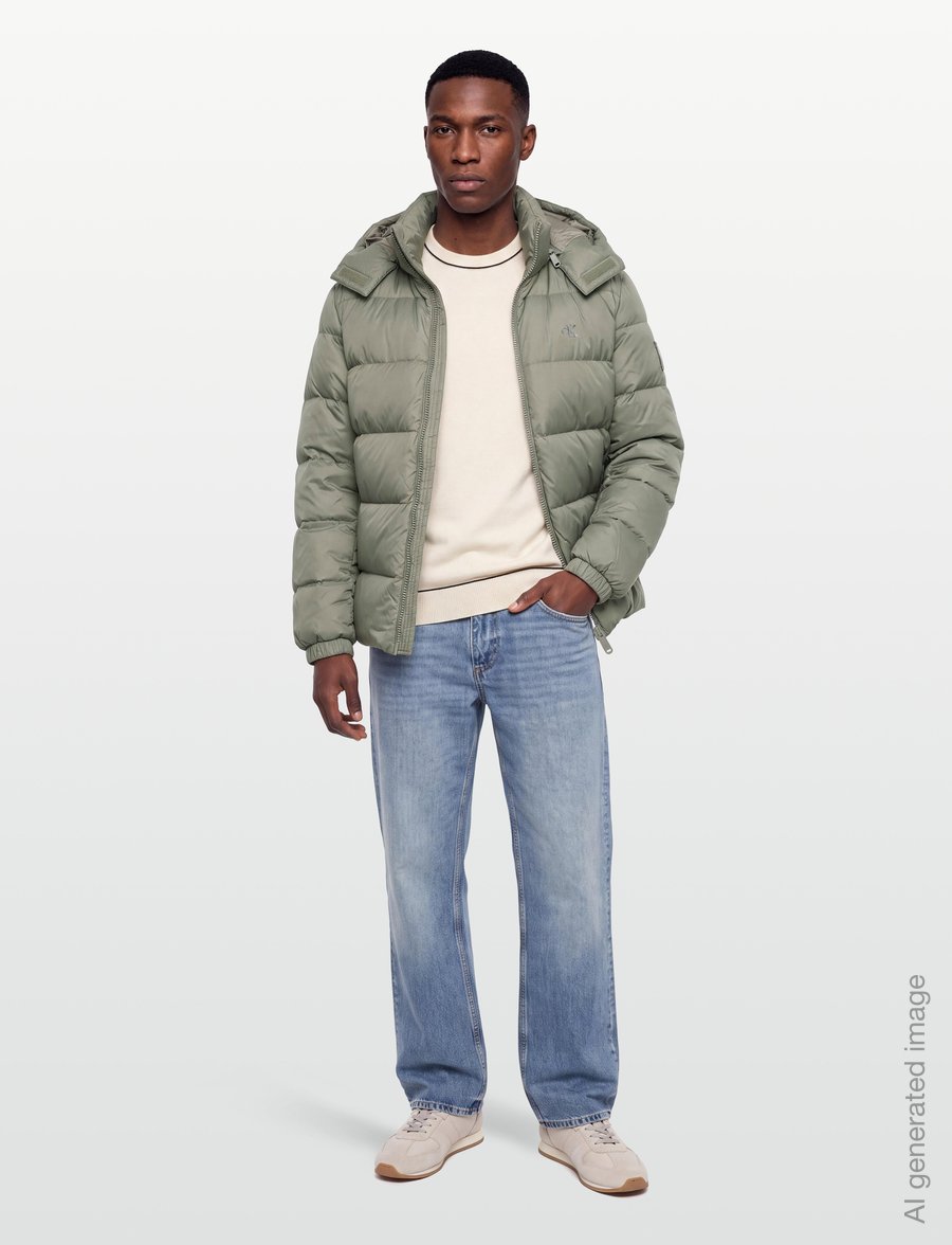 Calvin Klein Jeans - LS NYLN ZP OFF HOD DOWN PUFR JKT - dunjakker - dusty olive - 0