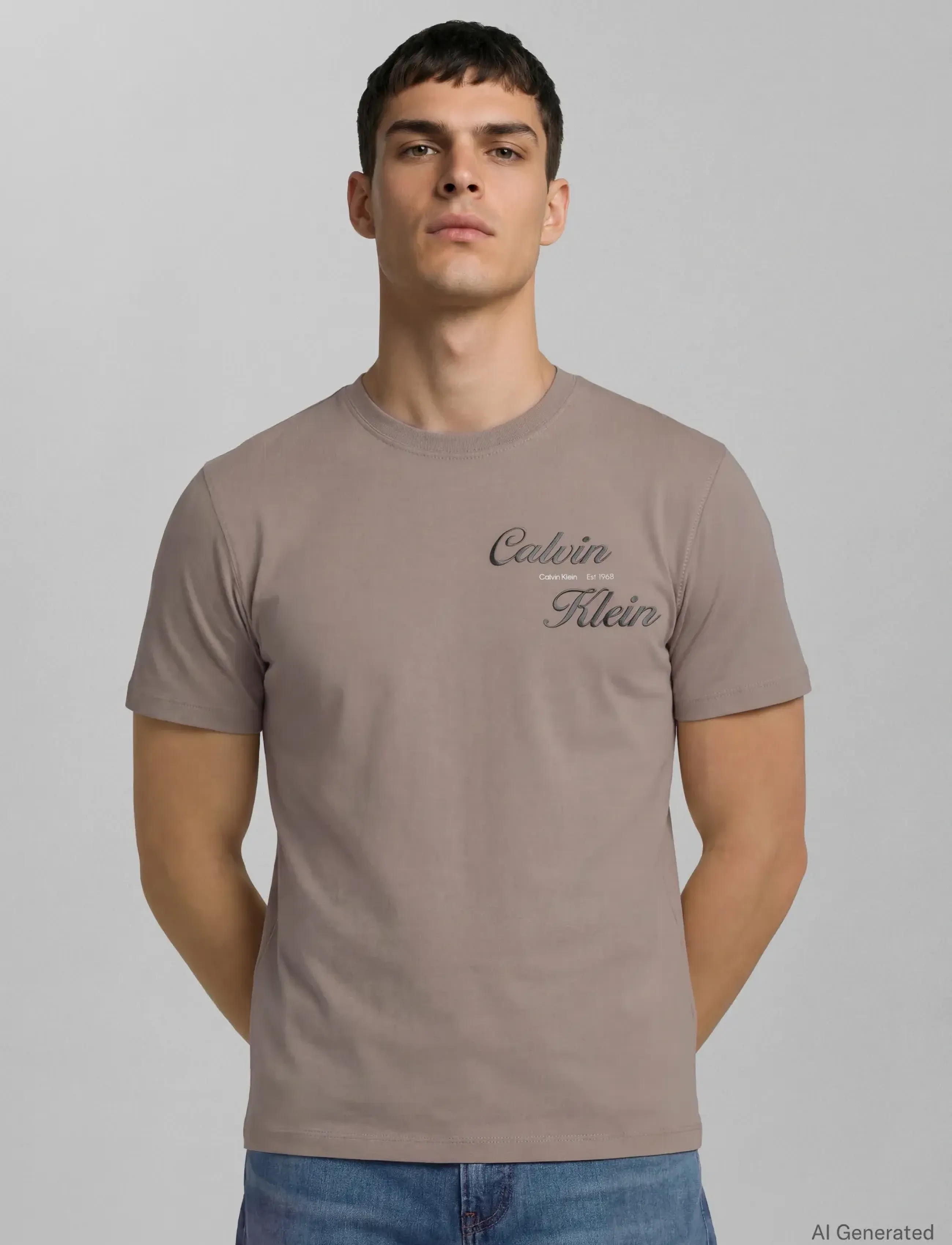 Calvin Klein Jeans Ss 30S Eu Resrt Gra, XL, T-shirts, Braun - Short-sleeved, Männerswear