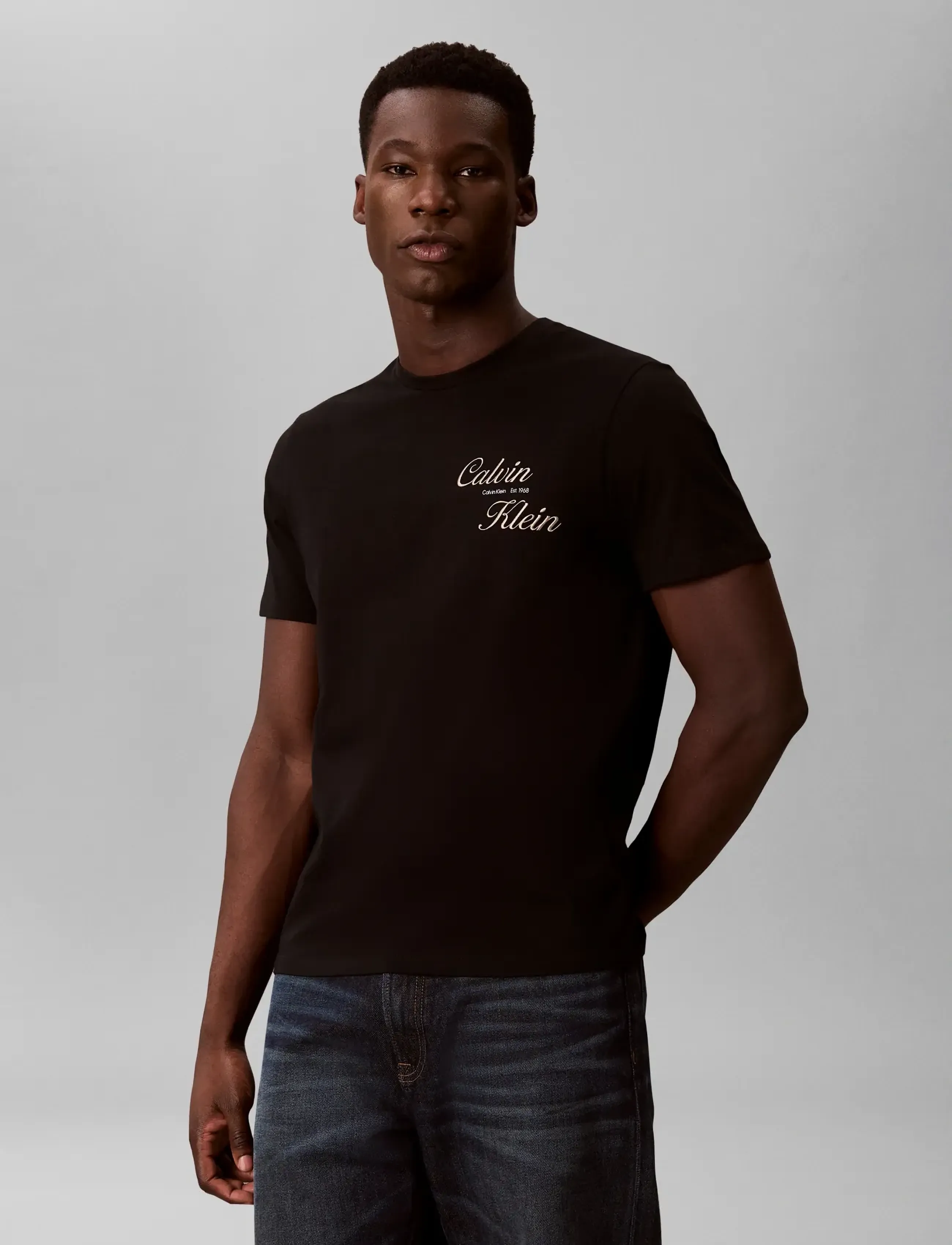 Calvin Klein Jeans Ss 30S Eu Resrt Gra, S, T-shirts, Schwarz - Short-sleeved, Männerswear