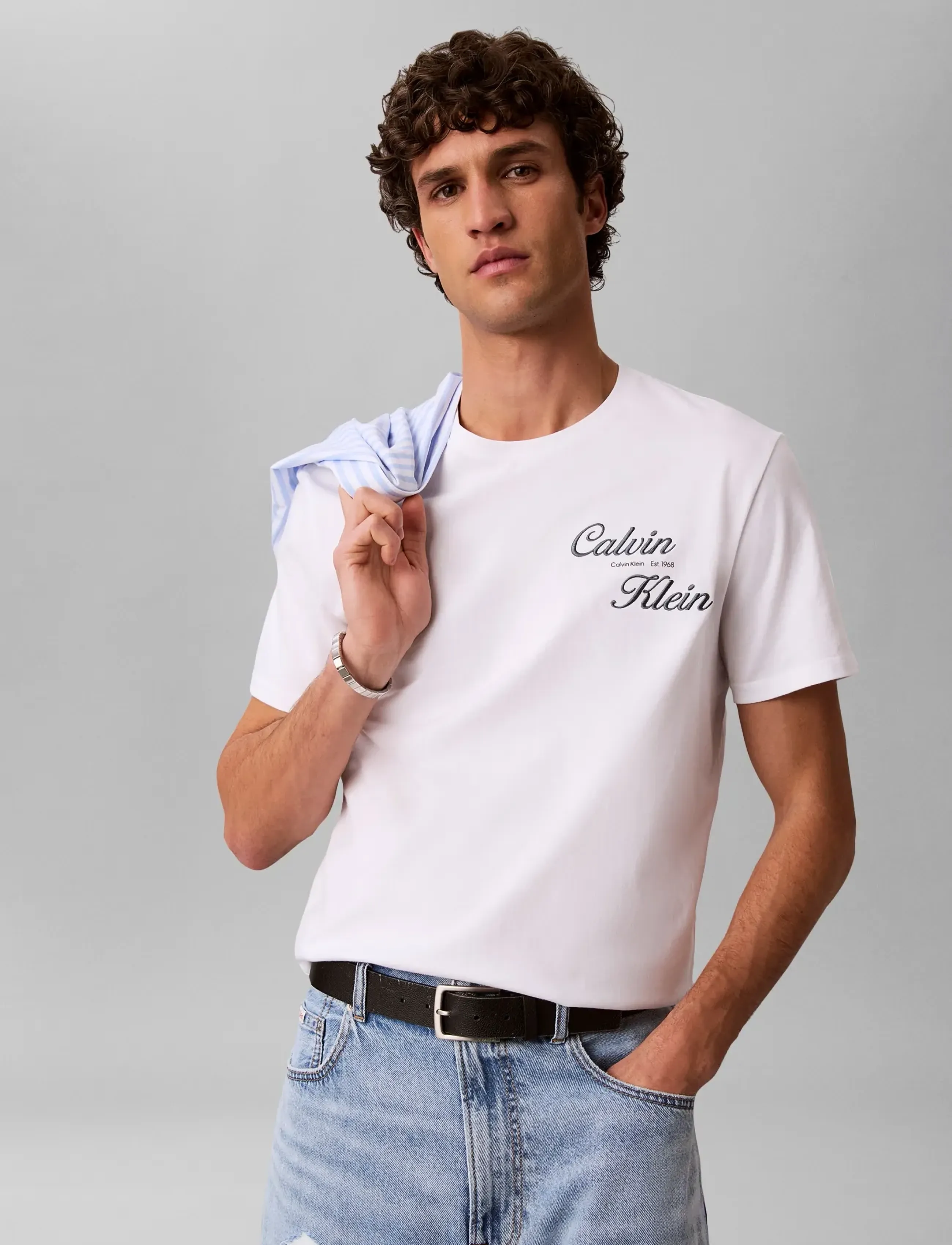 Calvin Klein Jeans Ss 30S Eu Resrt Gra, M, T-shirts, Weiß - Short-sleeved, Männerswear