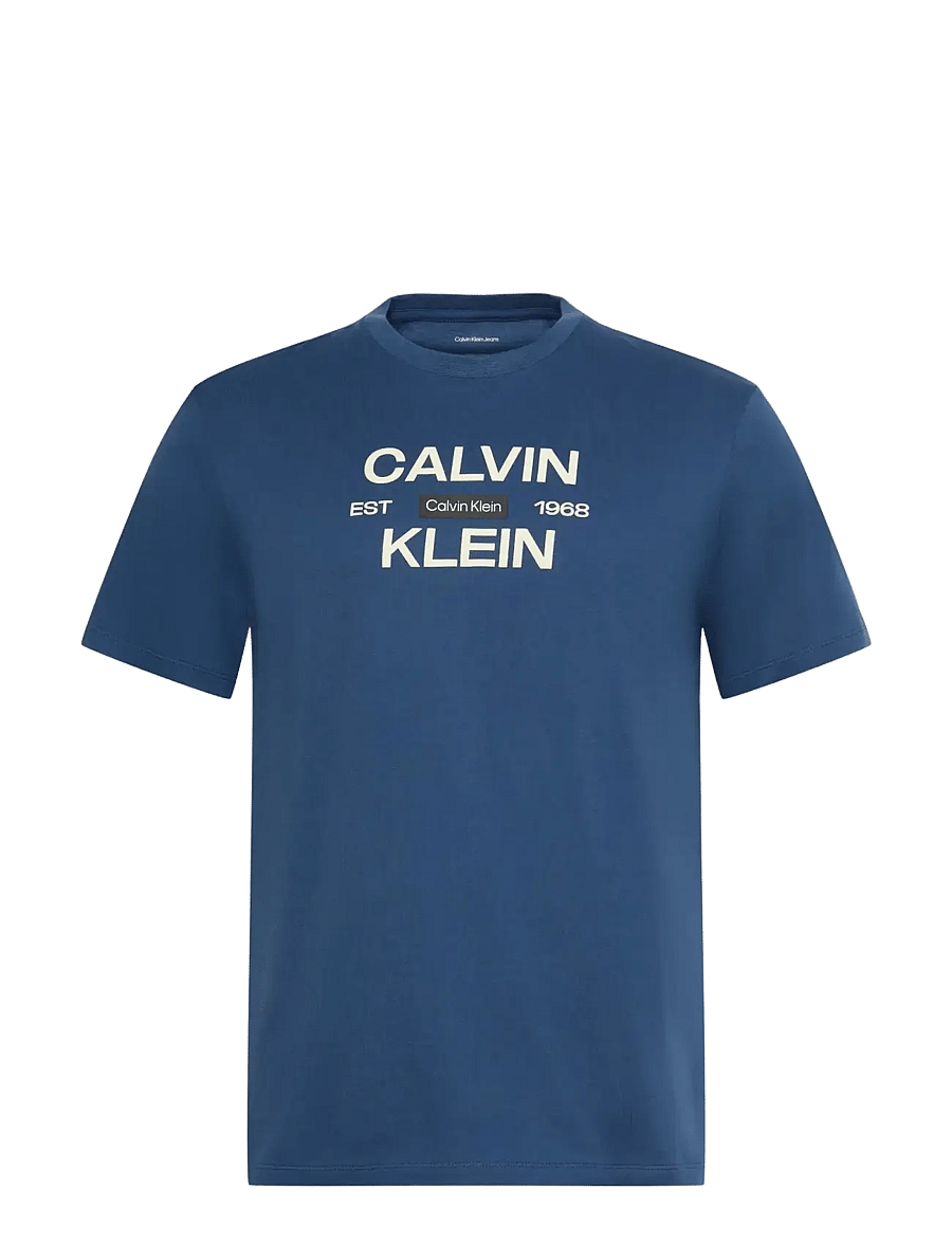 Calvin Klein Jeans - SS 30s EU CALVINKLEIN STACK GRAP - kurzärmelige t-shirts - dark denim - 1