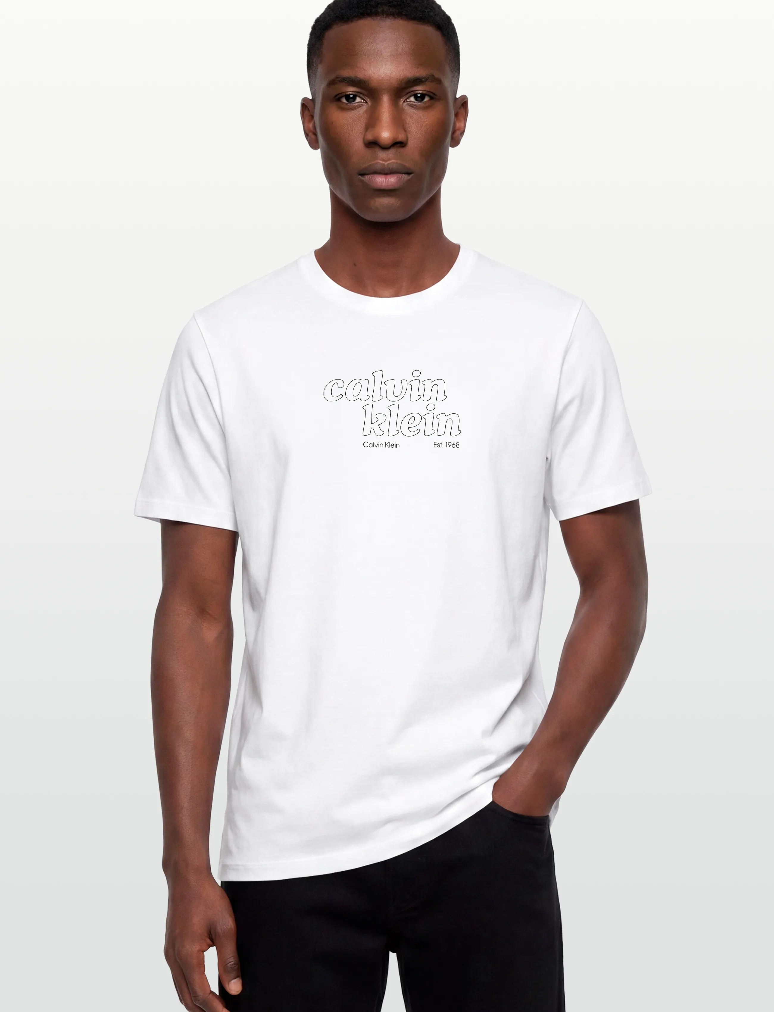 Calvin Klein Jeans - SS 30s EU CALVIN KLEIN TRVL GRAP - kortærmede t-shirts - bright white - 3