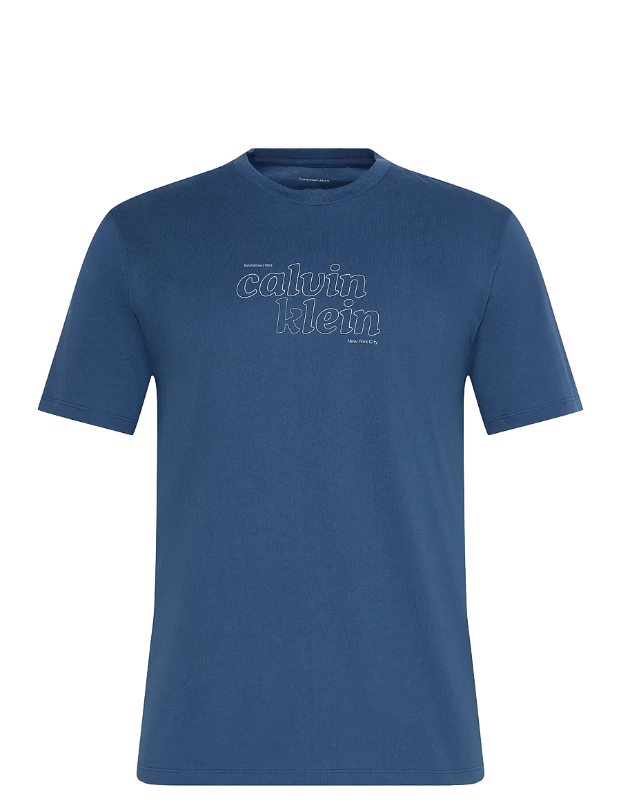 Calvin Klein Jeans - SS 30s EU CALVIN KLEIN TRVL GRAP - short-sleeved t-shirts - dark denim - 0