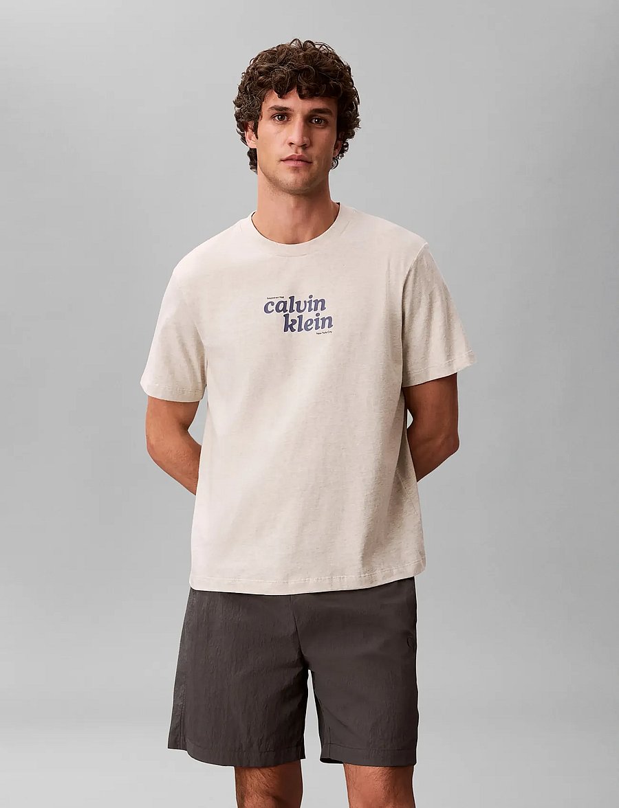 Calvin Klein Jeans - SS 20S CALVINKLEIN TRVL FONT GRA - short-sleeved t-shirts - ba01 grey heather - 0