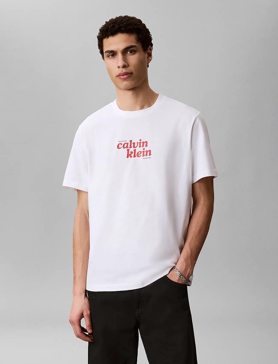 Calvin Klein Jeans - SS 20S CALVINKLEIN TRVL FONT GRA - kortærmede t-shirts - bright white - 0