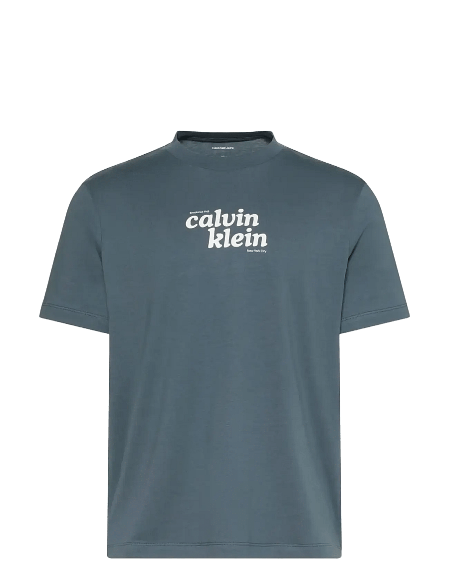 Calvin Klein Jeans - SS 20S CALVINKLEIN TRVL FONT GRA - kurzärmelige t-shirts - dark slate - 1