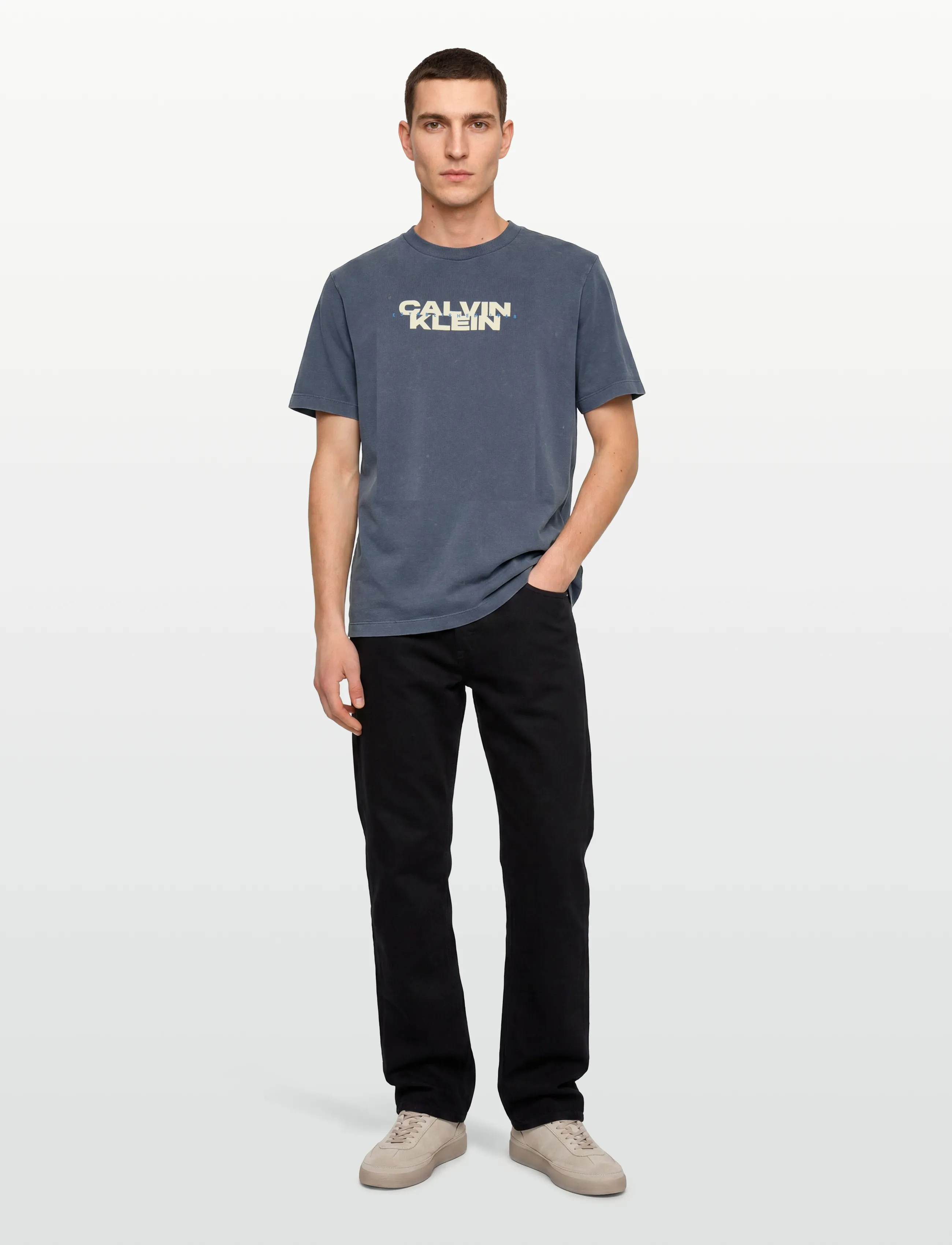 Calvin Klein Jeans SS 20S WASHED SPINE GRAPHIC TEE - Clothing - BLUE NOMAD / blue