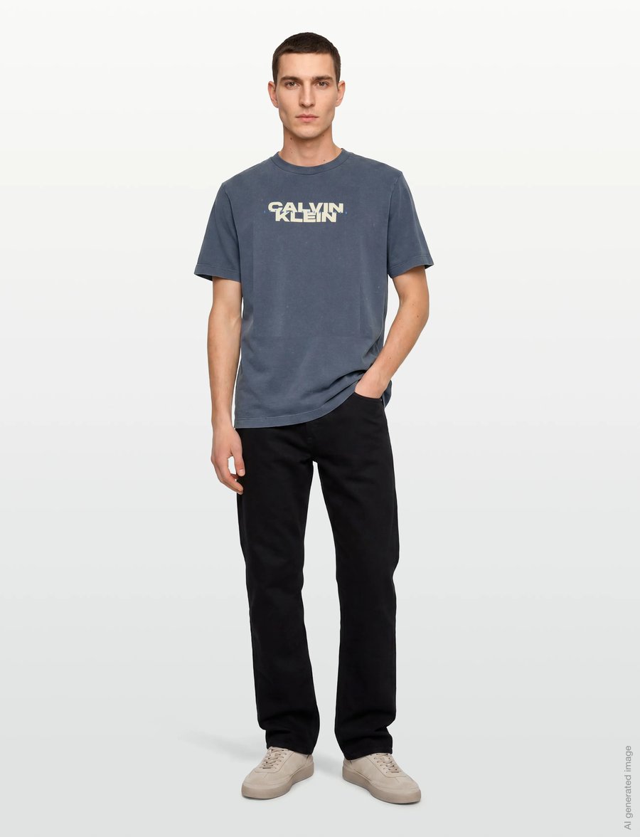 Calvin Klein Jeans - SS 20S WASHED SPINE GRAPHIC TEE - kurzärmelig - blue nomad - 0