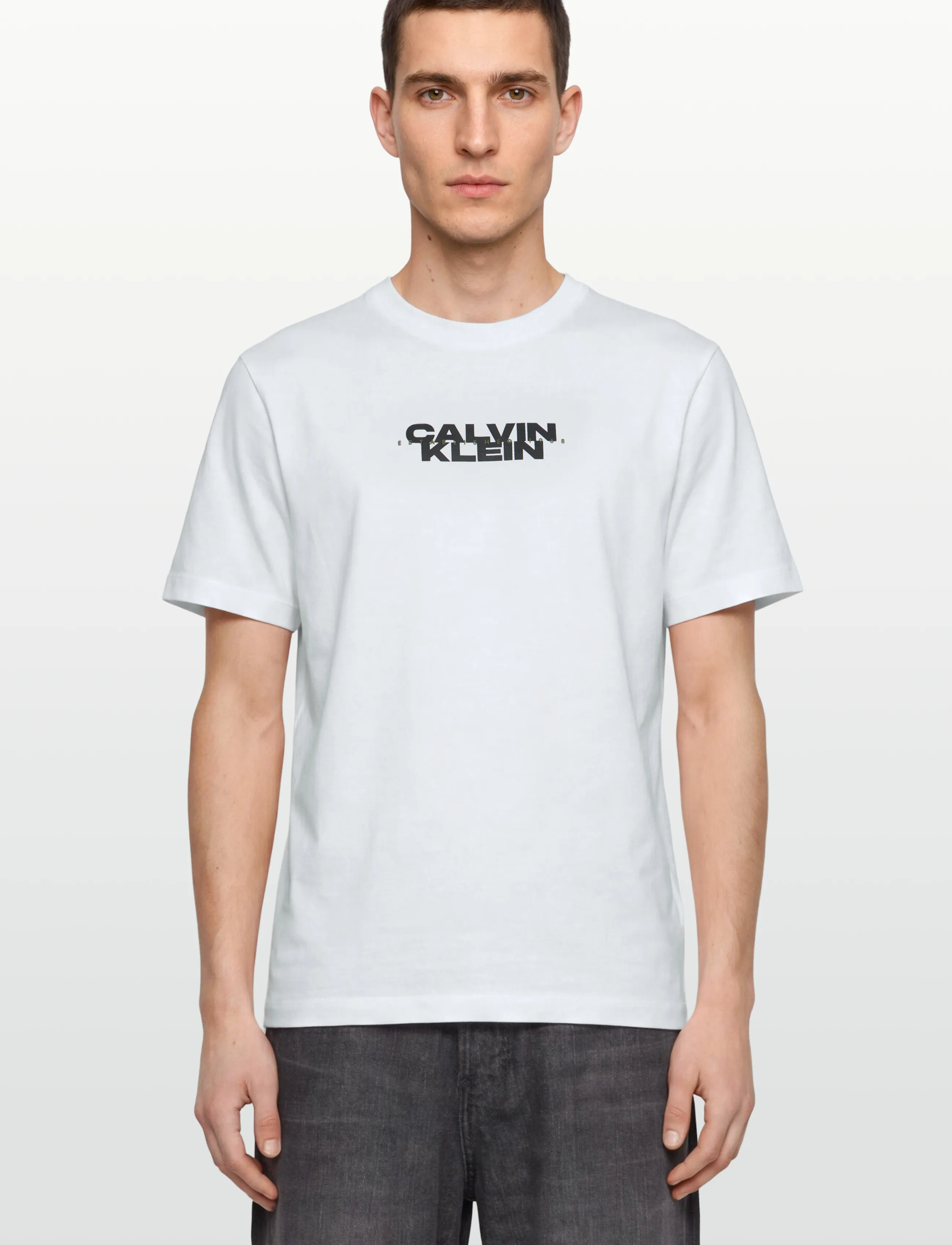 Calvin Klein Jeans - SS 20S WASHED SPINE GRAPHIC TEE - kortærmede t-shirts - bright white - 3