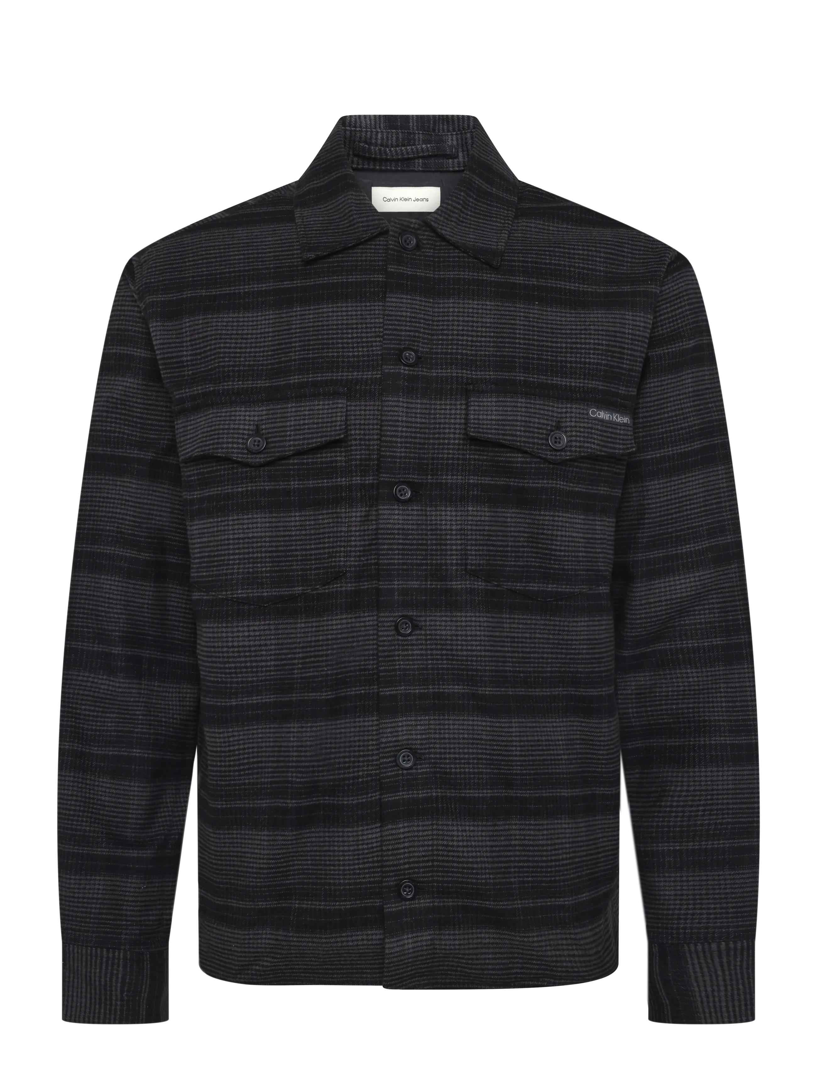 Calvin Klein Jeans LS EASY PLD CTTN FLNL OVERSHIRT - Farben der Saison - BLACK / black