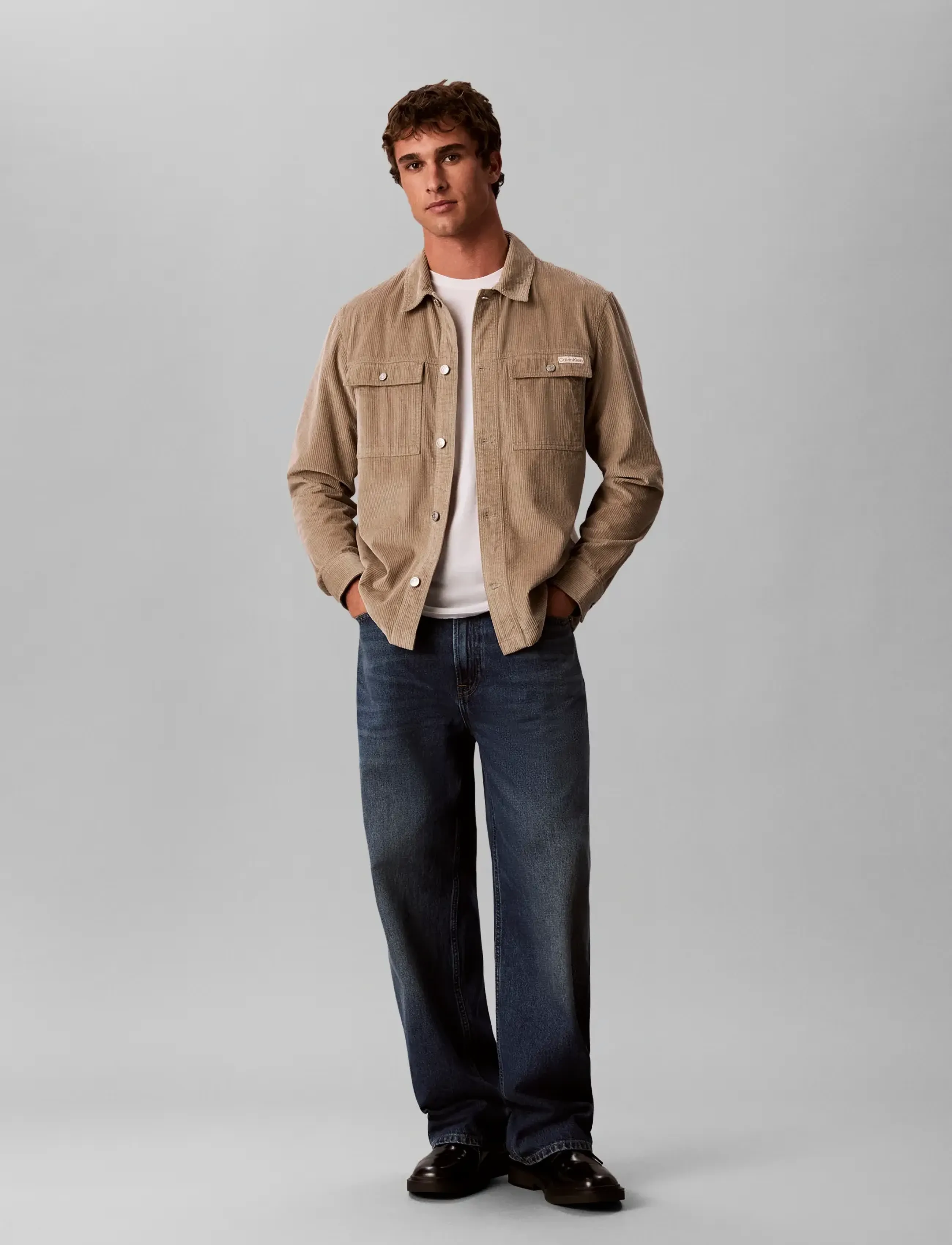 Calvin Klein Jeans LS CORDUROY EASY OVERSHIRT - Calvin Klein Jeans - ROASTED CASHEW / brown