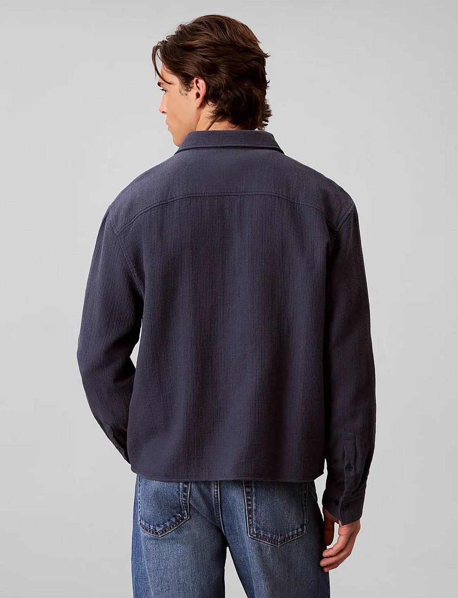 Calvin Klein Jeans - LS DBL FACE WAFFLE RELAXED SHIRT - casual shirts - blue nights - 2