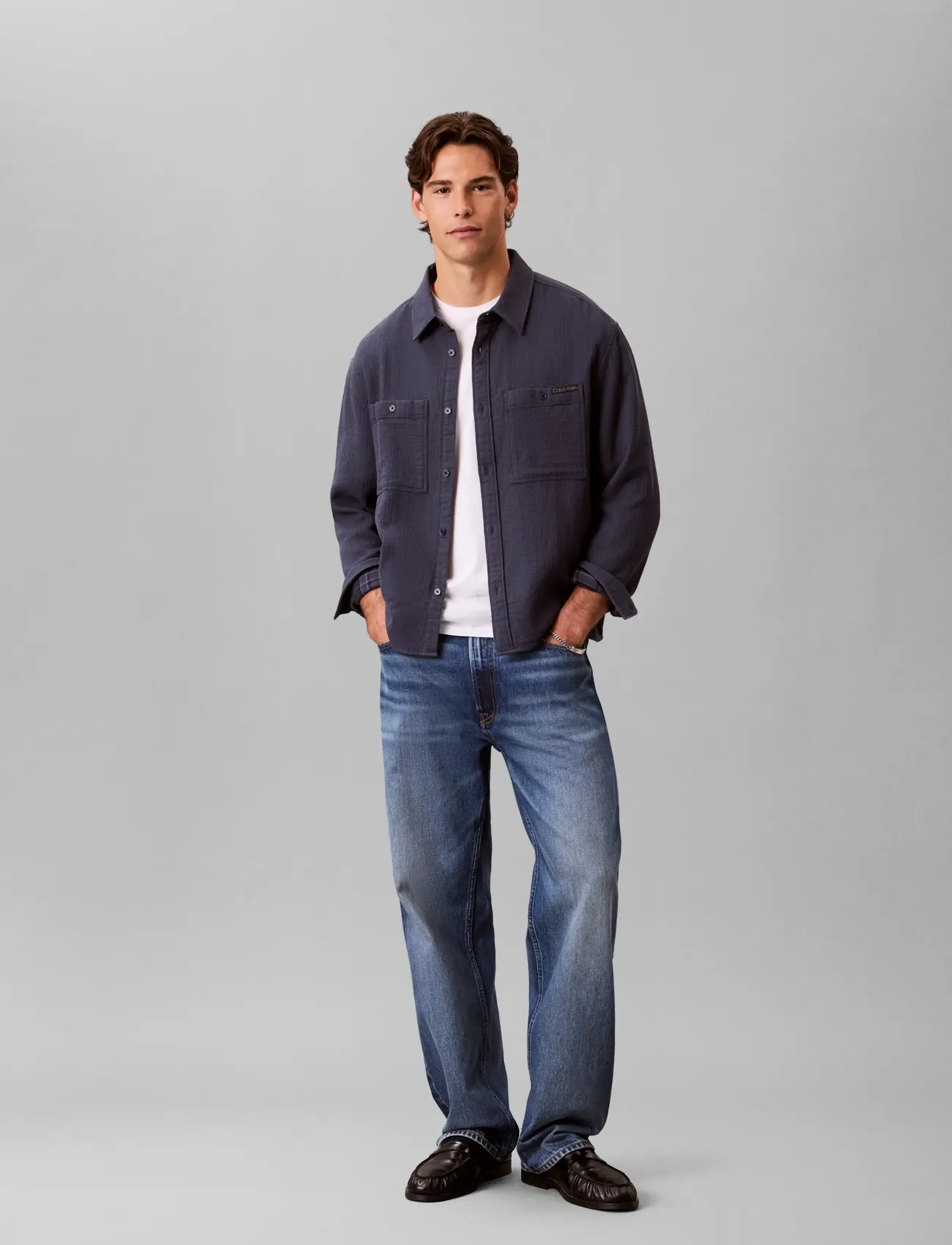 Calvin Klein Jeans - LS DBL FACE WAFFLE RELAXED SHIRT - blue nights - 3