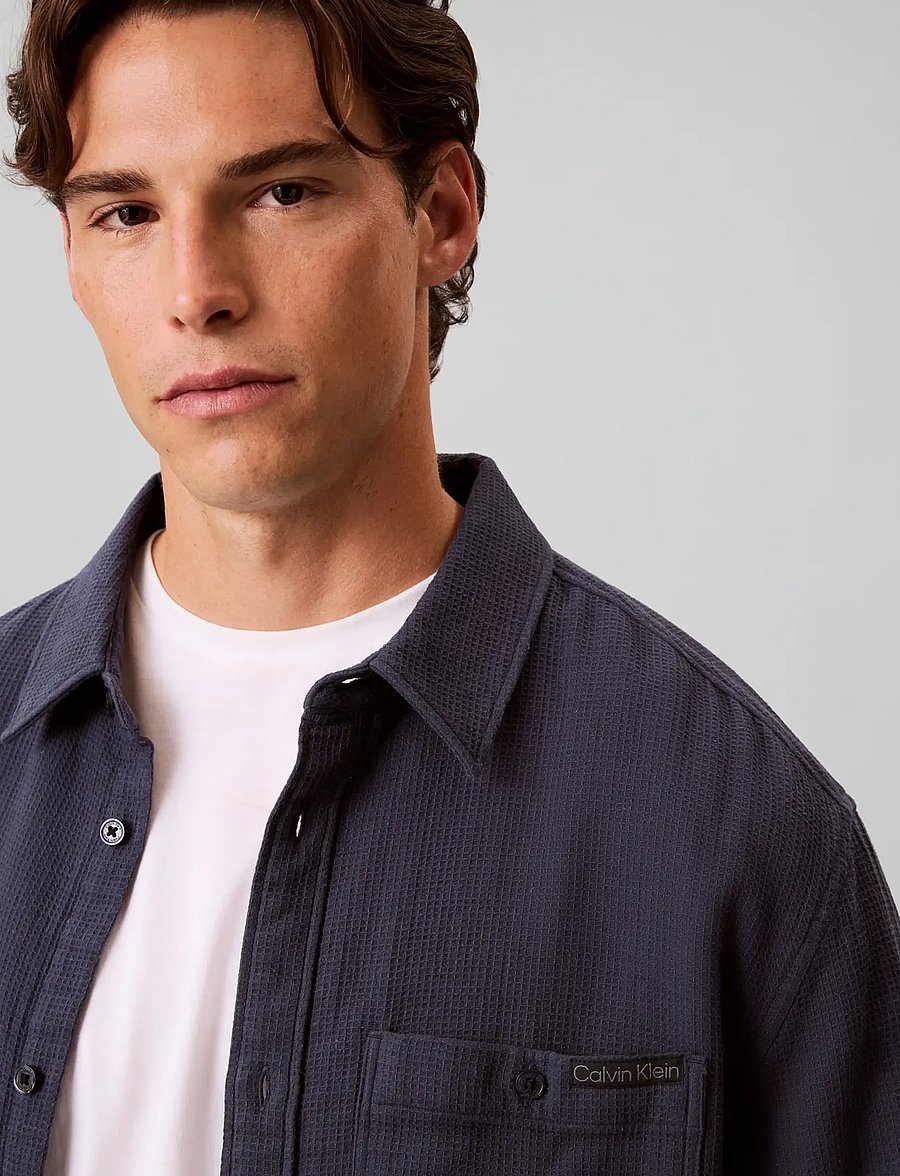 Calvin Klein Jeans - LS DBL FACE WAFFLE RELAXED SHIRT - casual shirts - blue nights - 4